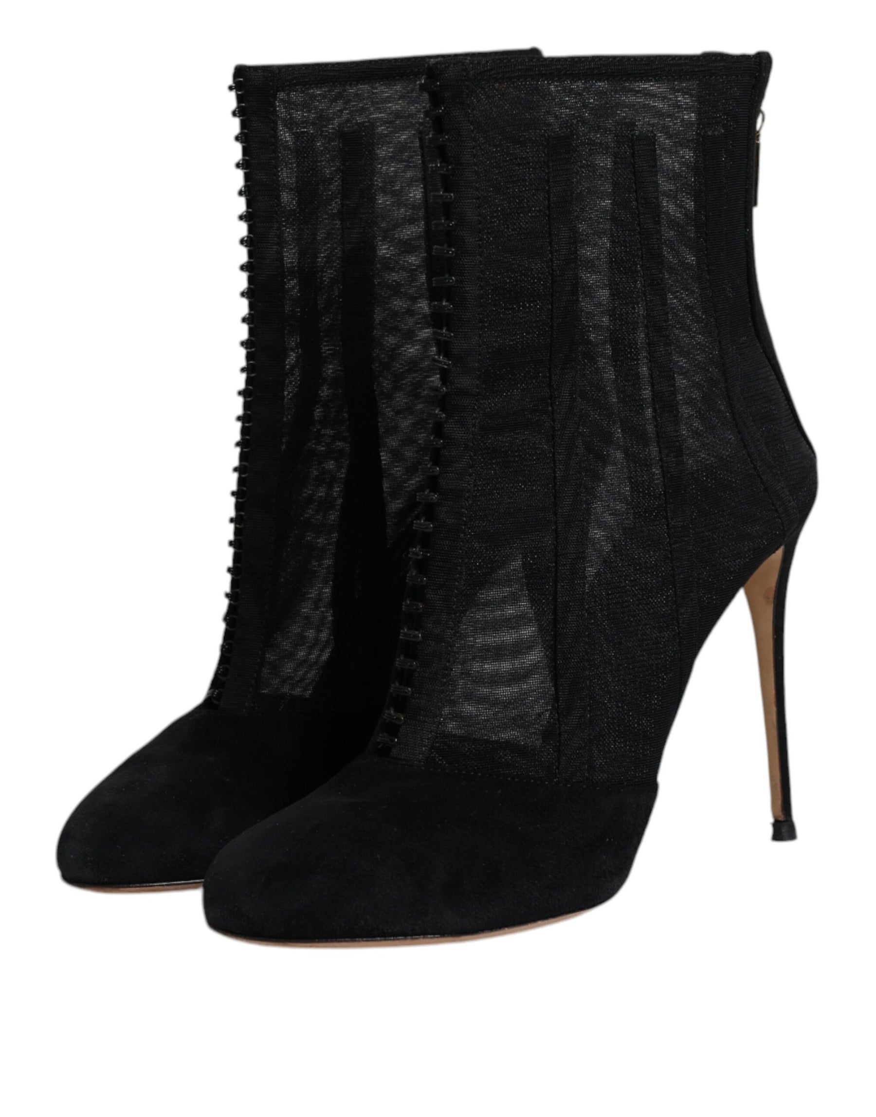 Dolce & Gabbana Black Mesh Stiletto Heels Ankle Boots Shoes | Regal Royce