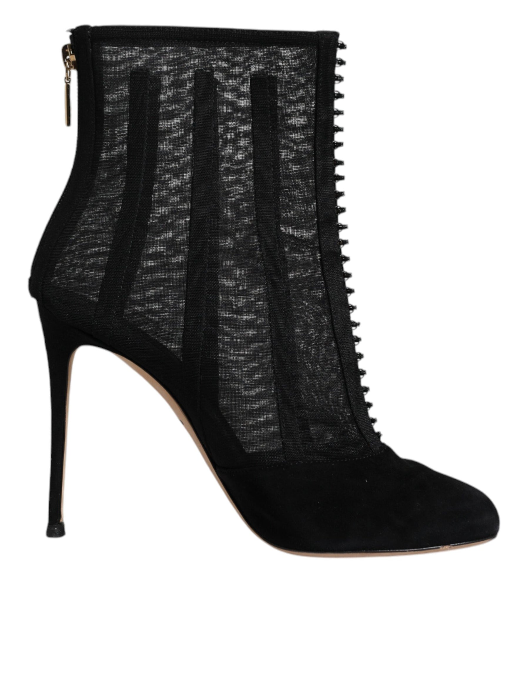 Dolce & Gabbana Black Mesh Stiletto Heels Ankle Boots Shoes | Regal Royce