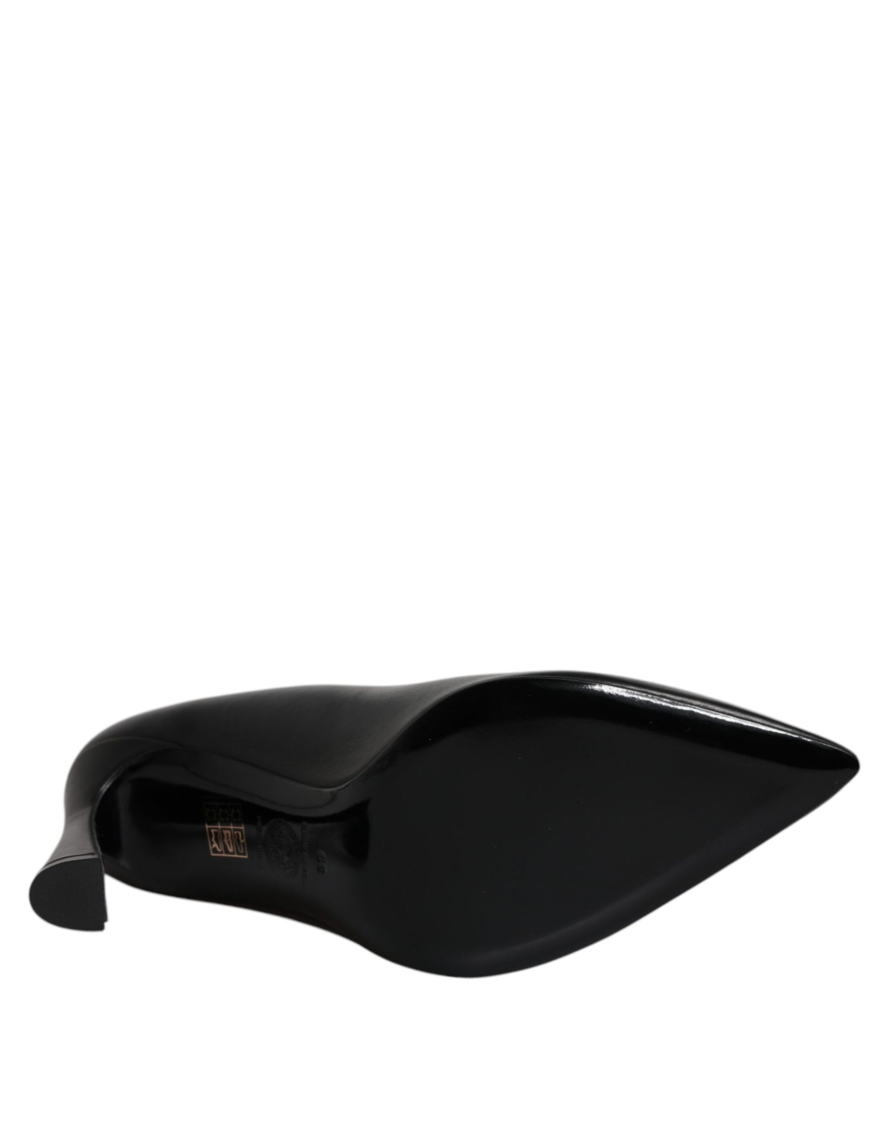 Versace Black Leather Logo Plaque High Heels Pumps Shoes | Regal Royce