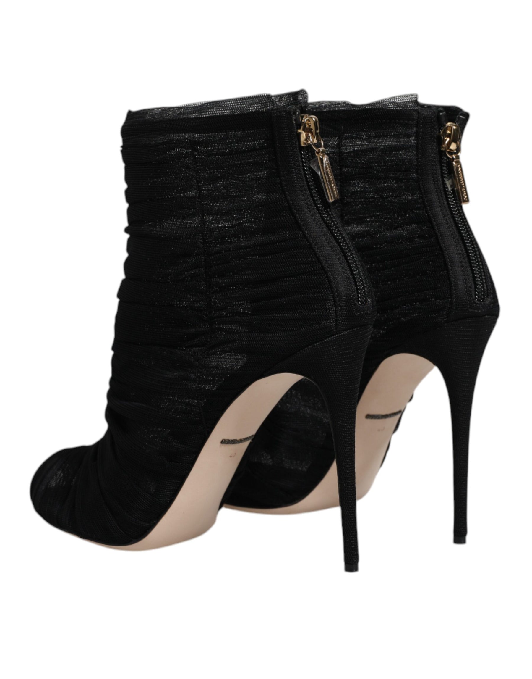 Dolce & Gabbana Black Mesh Stiletto Heels Ankle Boots Shoes | Regal Royce
