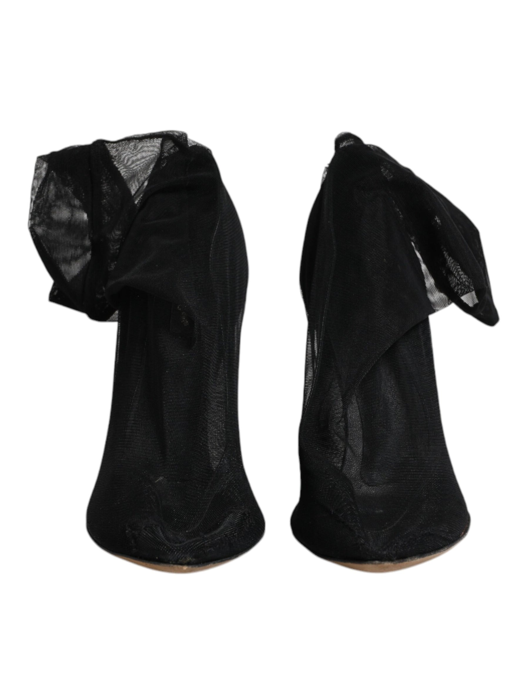 Dolce & Gabbana Black Nylon Stretch Mesh Sock Boots Shoes | Regal Royce