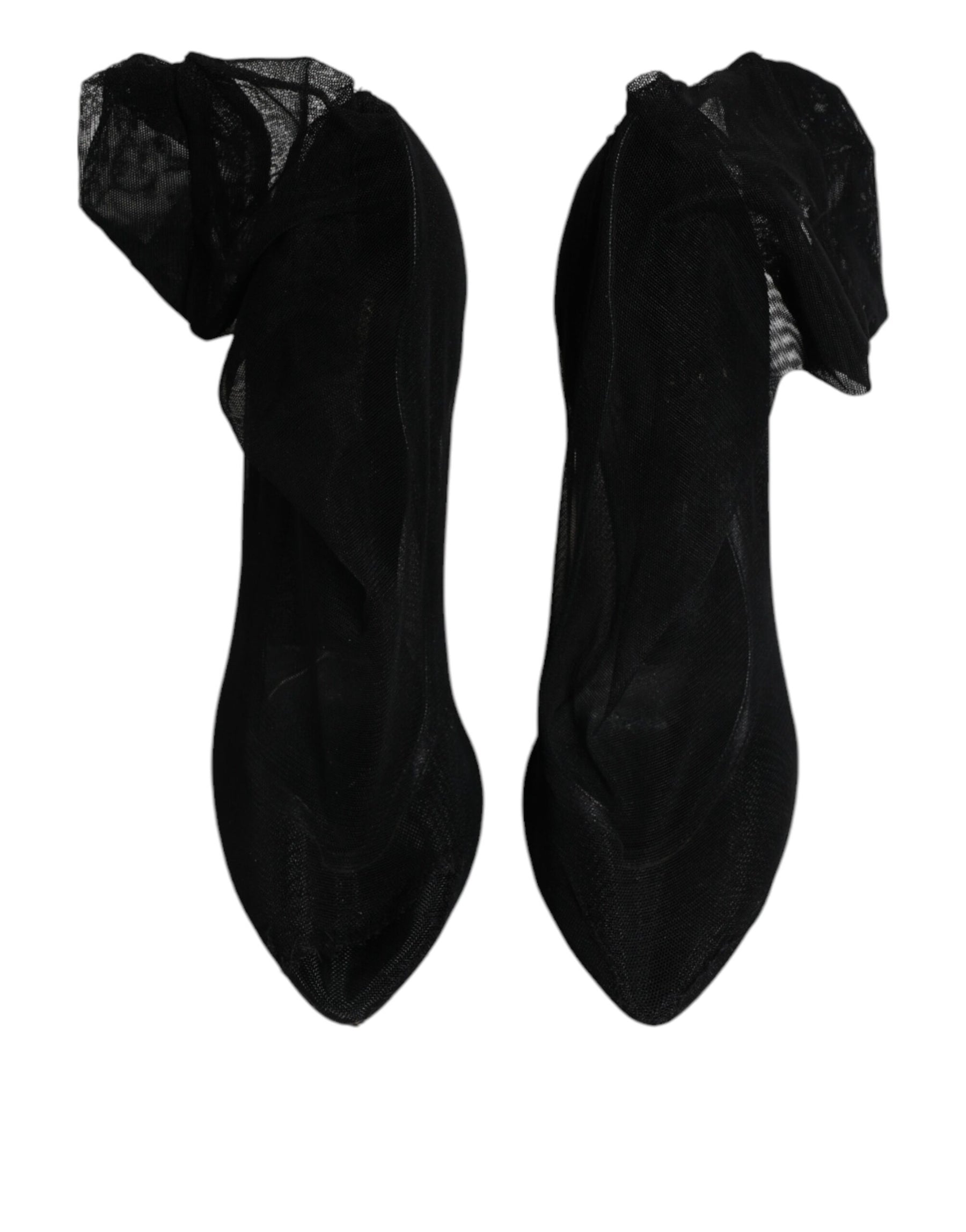 Dolce & Gabbana Black Nylon Stretch Mesh Sock Boots Shoes | Regal Royce