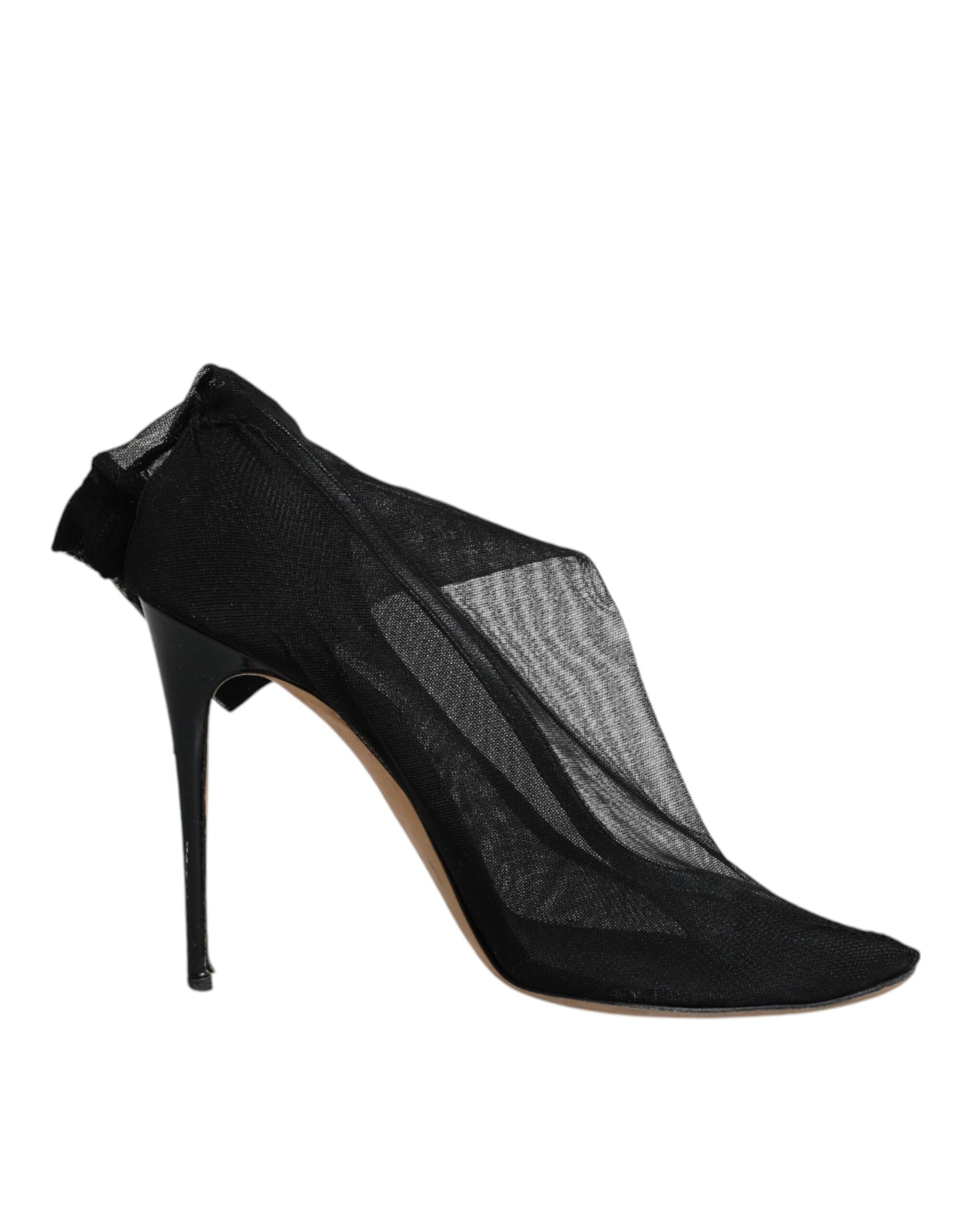 Dolce & Gabbana Black Nylon Stretch Mesh Sock Boots Shoes | Regal Royce