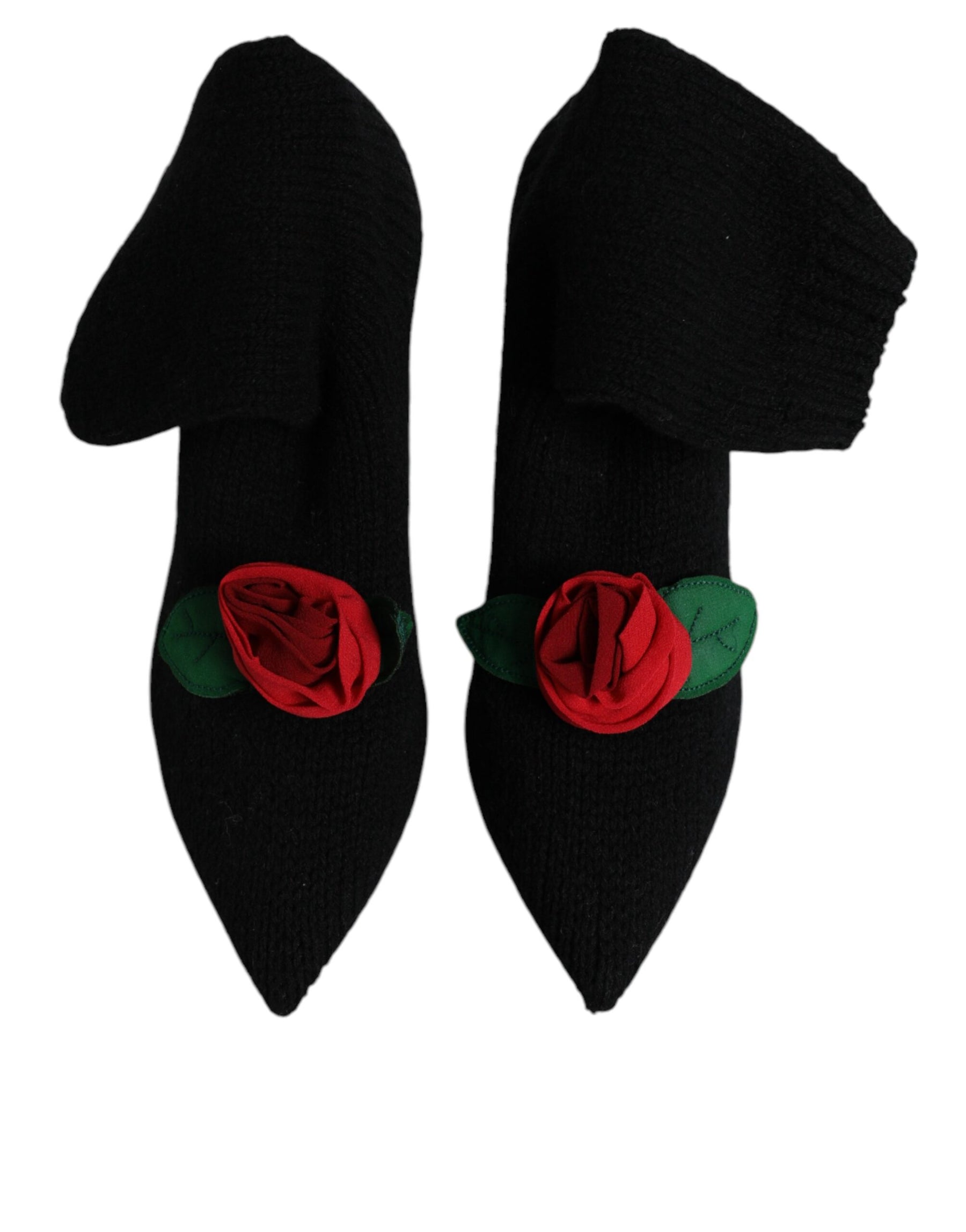 Dolce & Gabbana Black Stiletto Heels Mid Calf Boots Shoes | Regal Royce