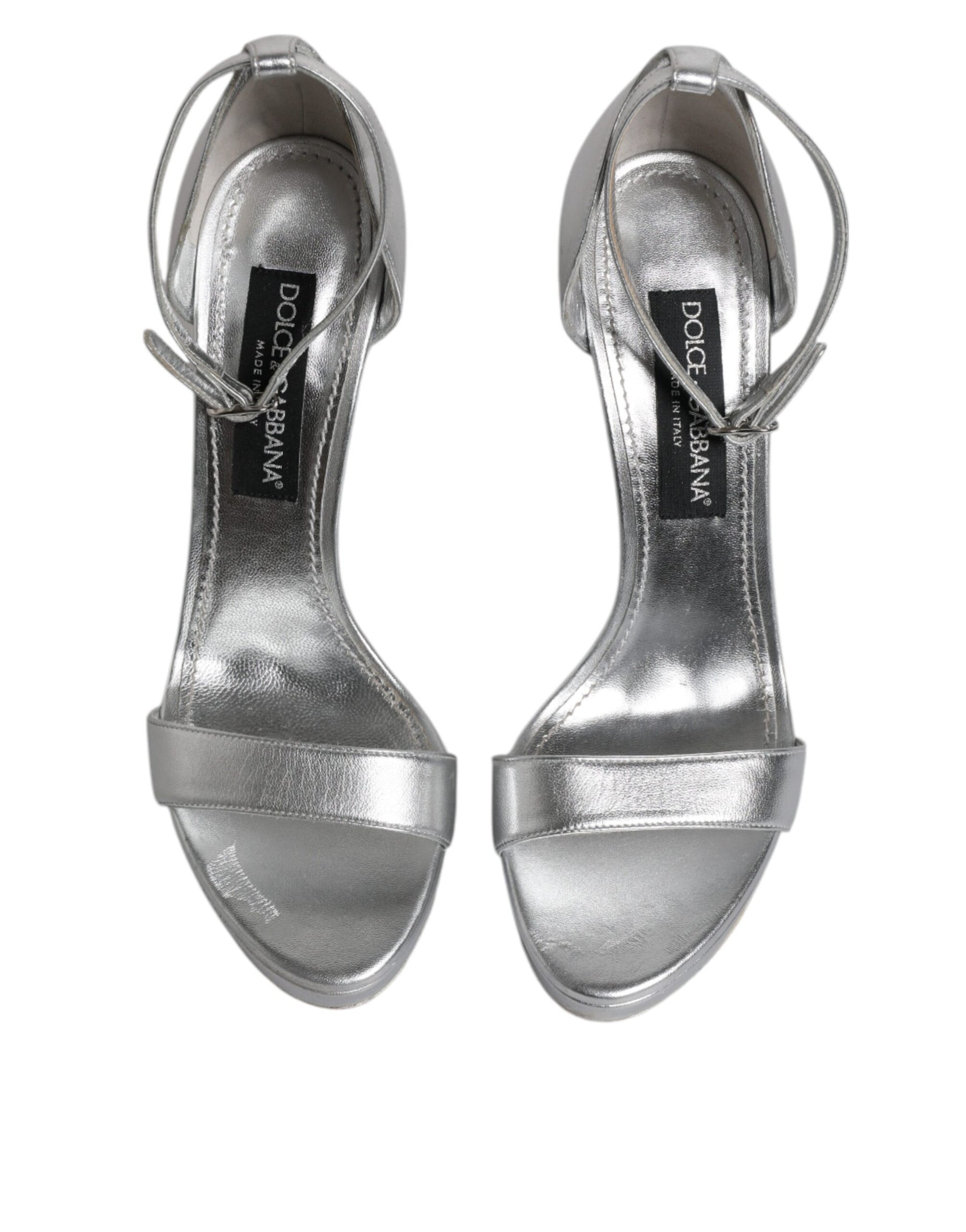 Dolce & Gabbana Silver Leather Platform Keira Sandals Shoes | Regal Royce