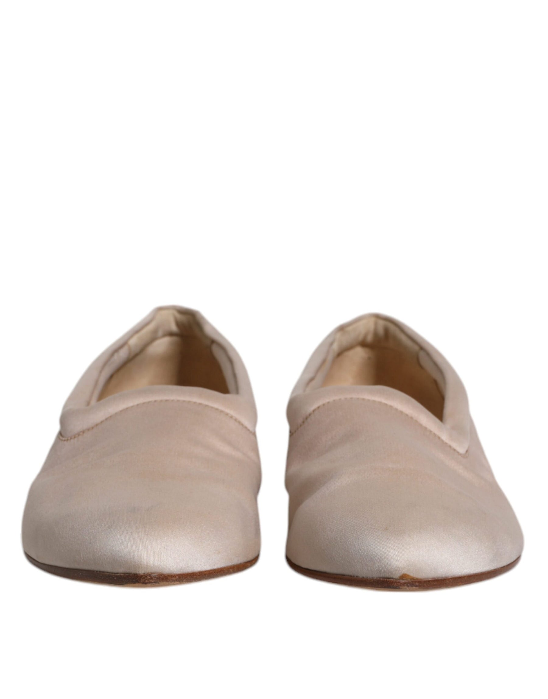 Dolce & Gabbana Beige Fabric Slip On Ballerina Flats Shoes | Regal Royce