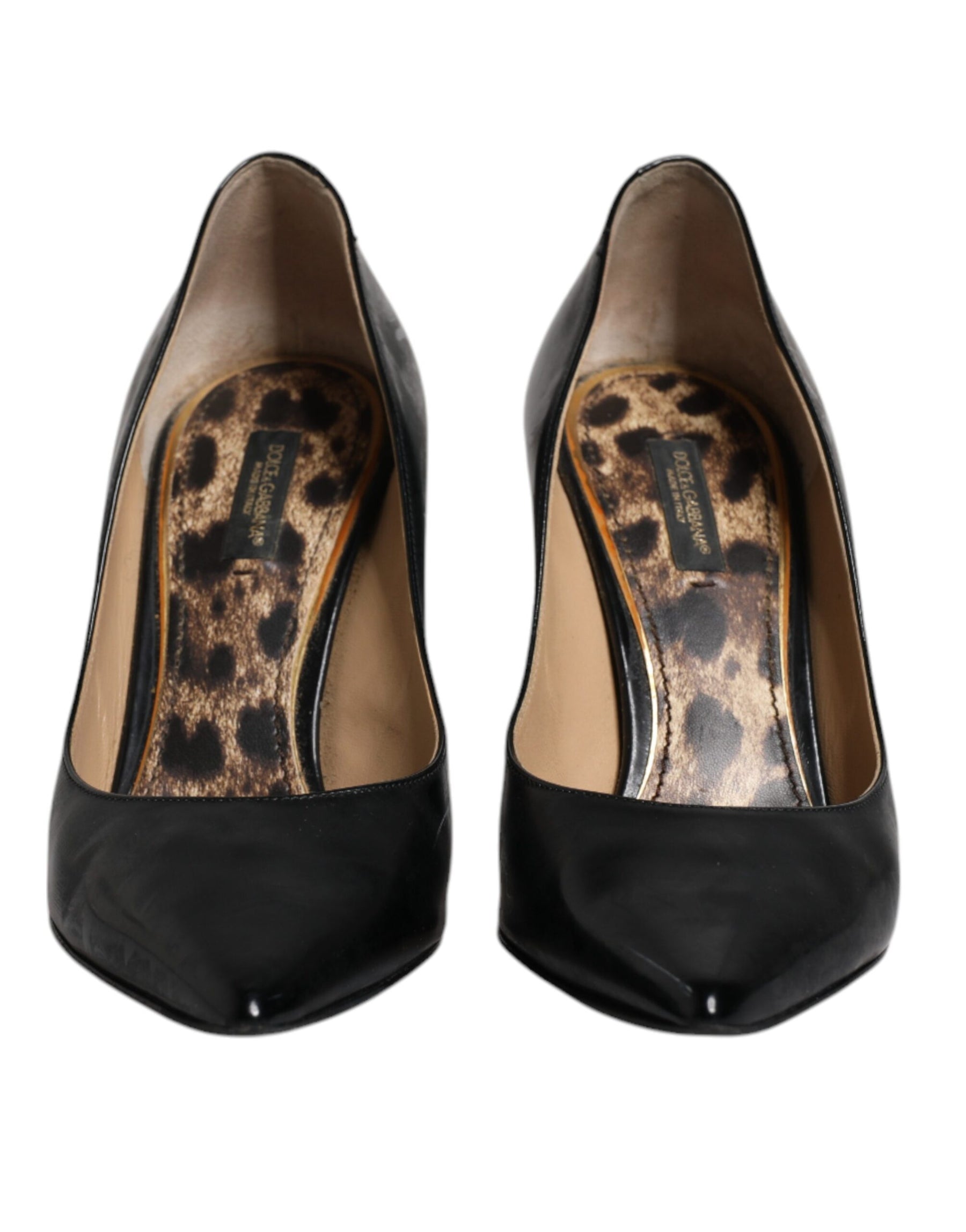 Dolce & Gabbana Black Calf Leather Stiletto Heels Pumps Shoes | Regal Royce