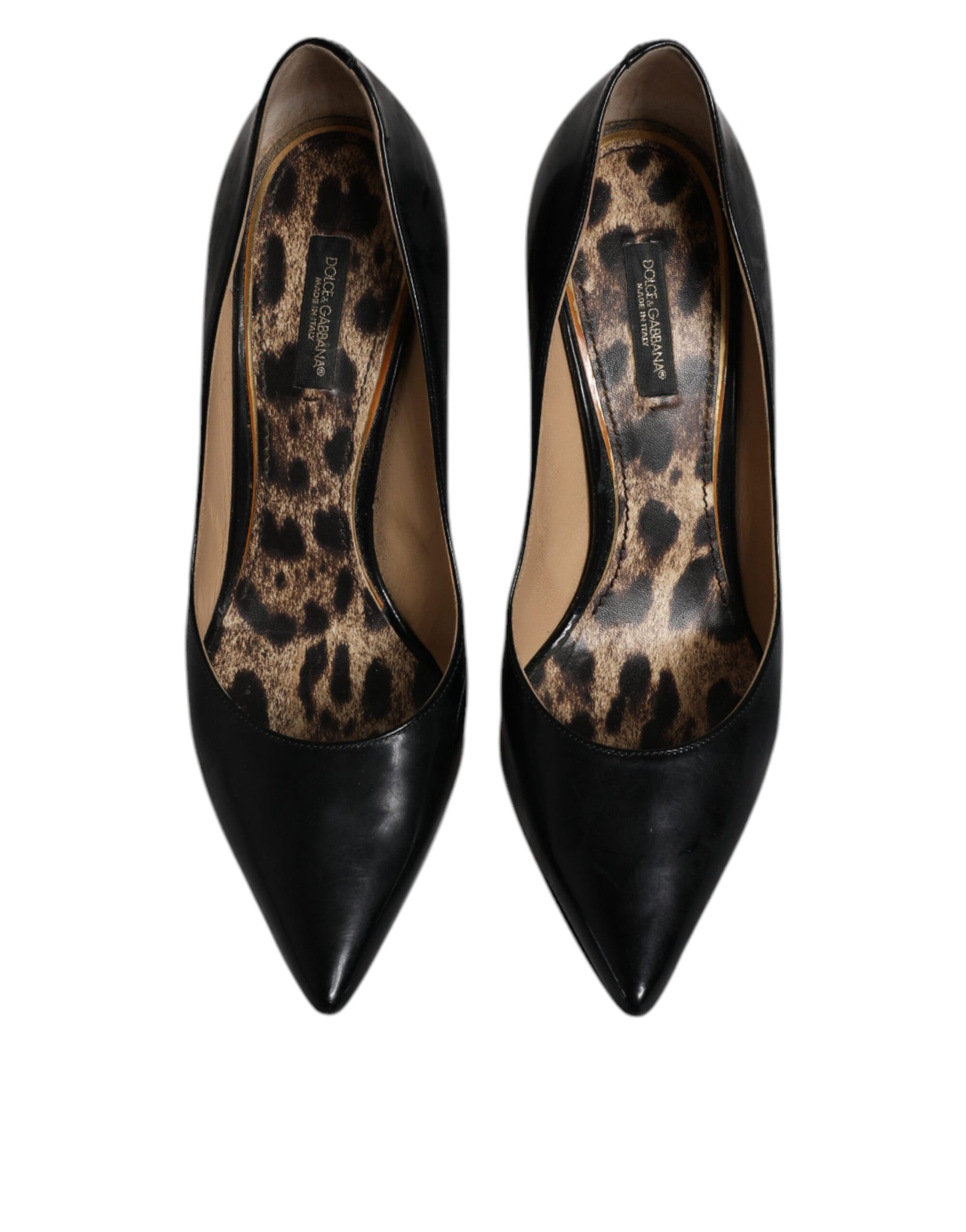 Dolce & Gabbana Black Calf Leather Stiletto Heels Pumps Shoes | Regal Royce