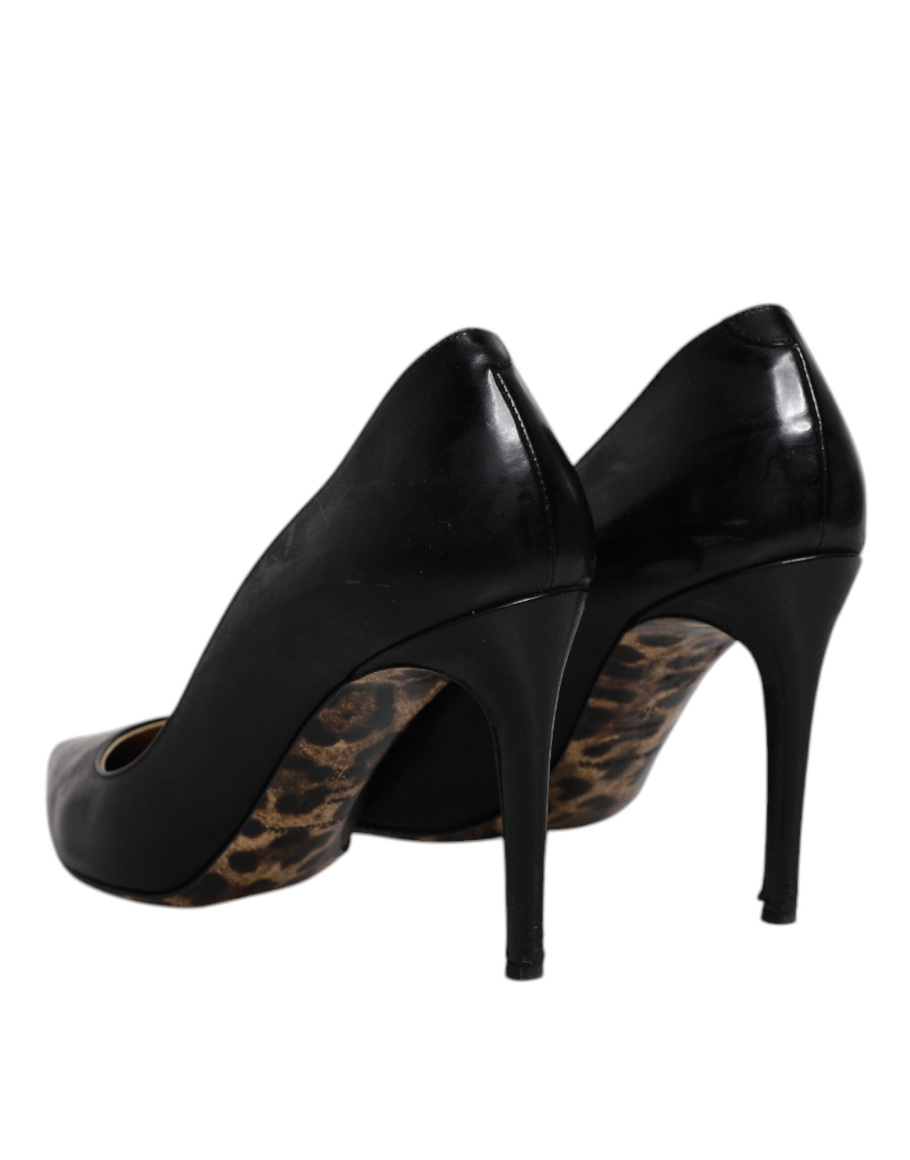 Dolce & Gabbana Black Calf Leather Stiletto Heels Pumps Shoes | Regal Royce