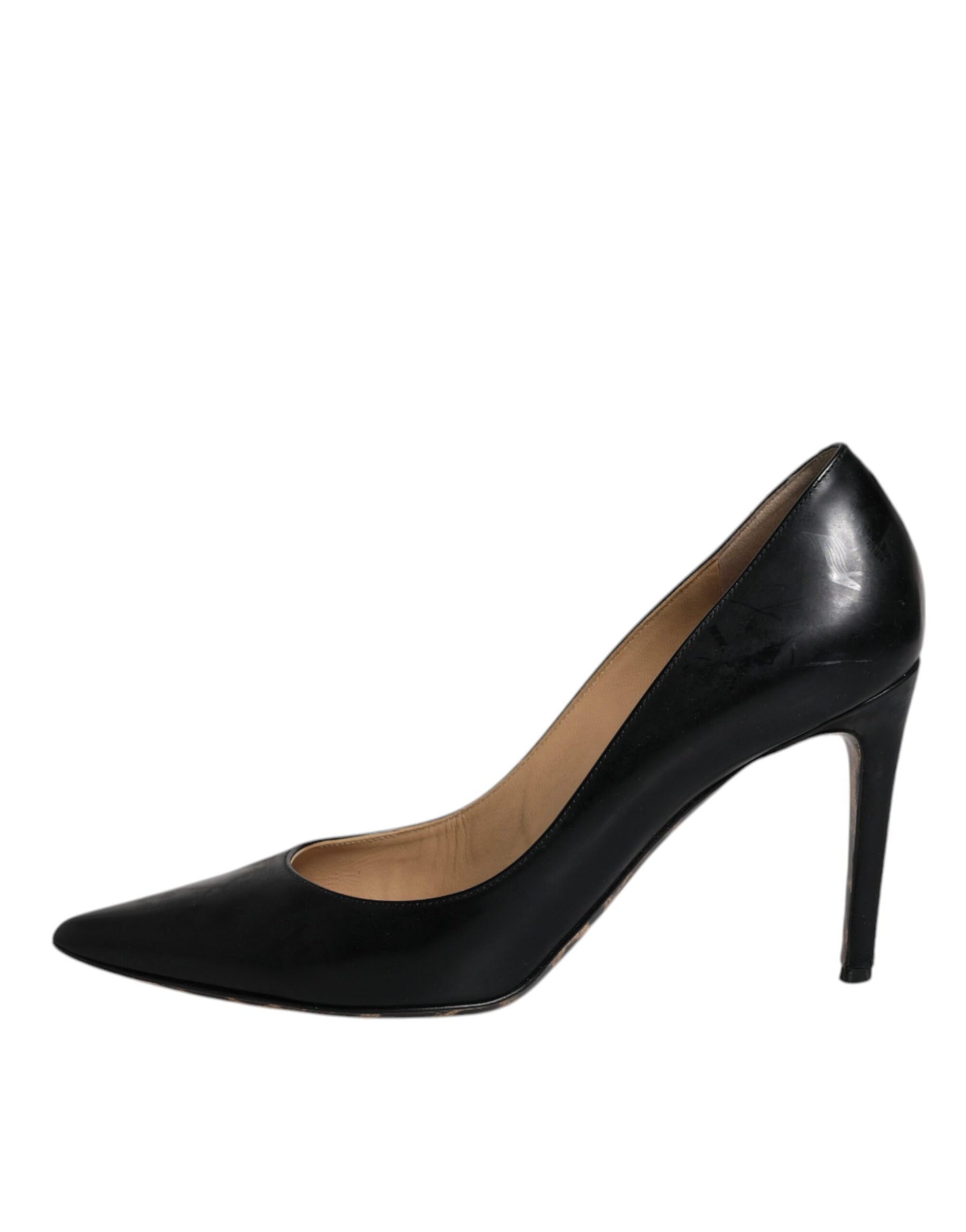 Dolce & Gabbana Black Calf Leather Stiletto Heels Pumps Shoes | Regal Royce