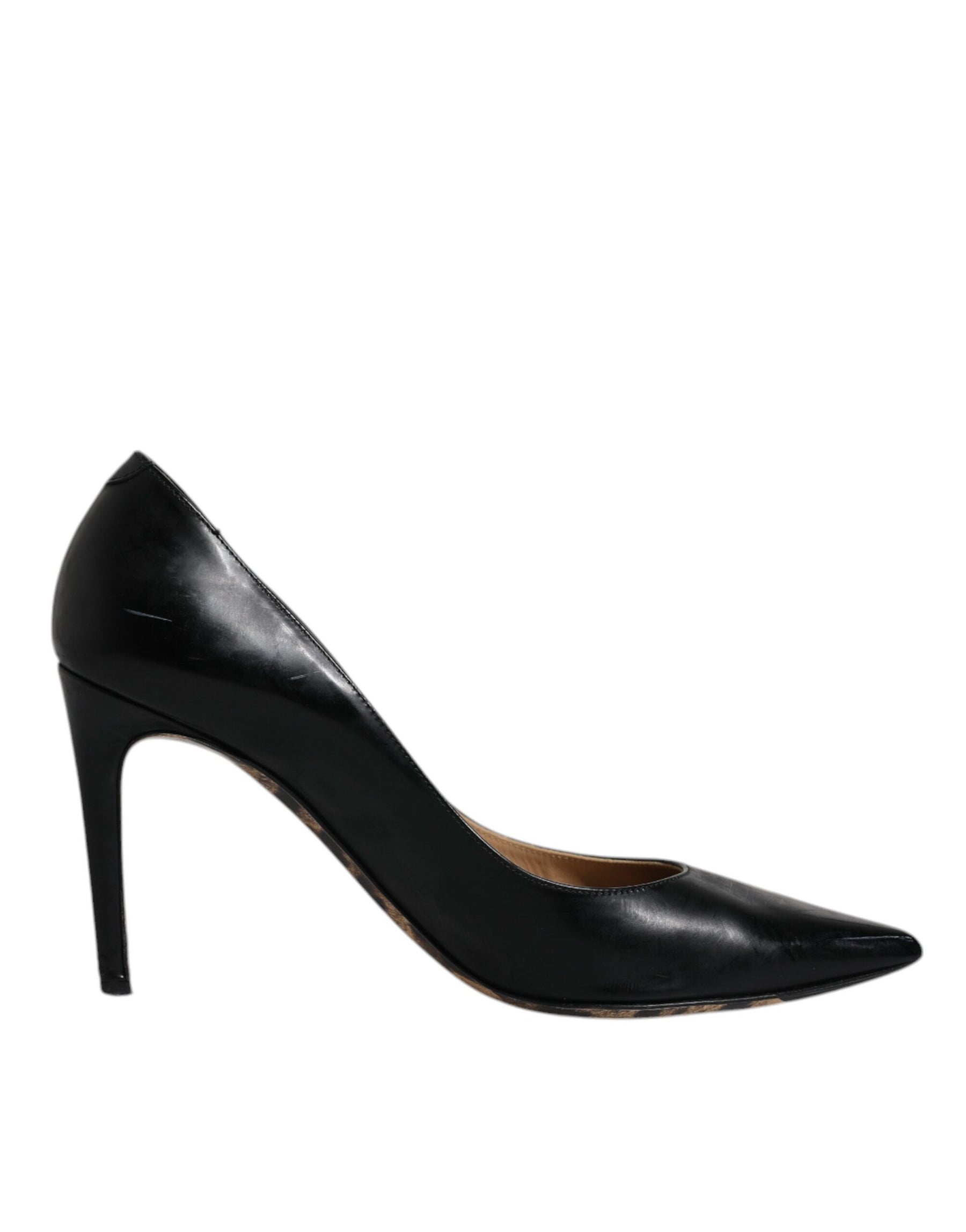 Dolce & Gabbana Black Calf Leather Stiletto Heels Pumps Shoes | Regal Royce