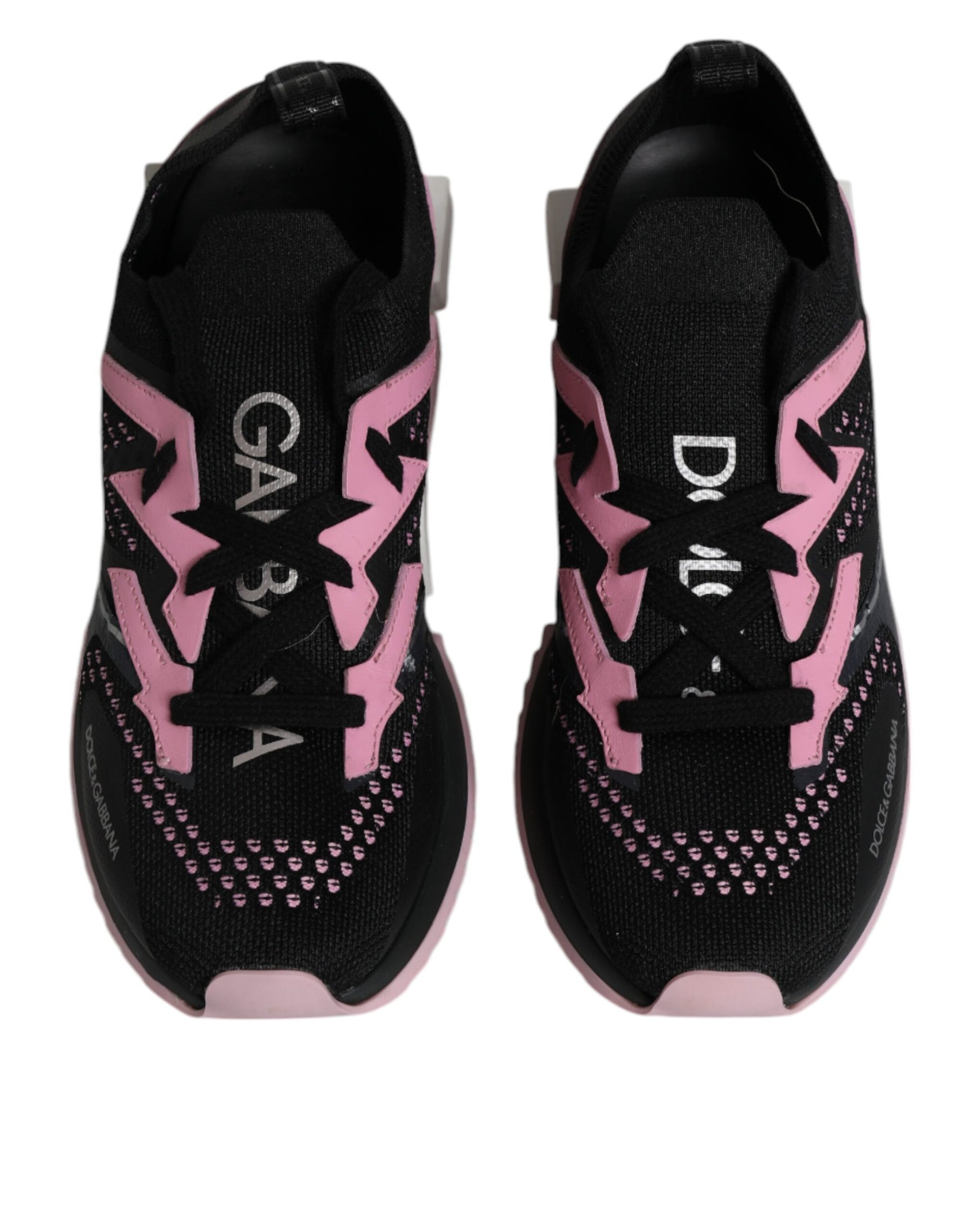 Dolce & Gabbana Black Pink SORRENTO Sport Stretch Sneakers Shoes | Regal Royce