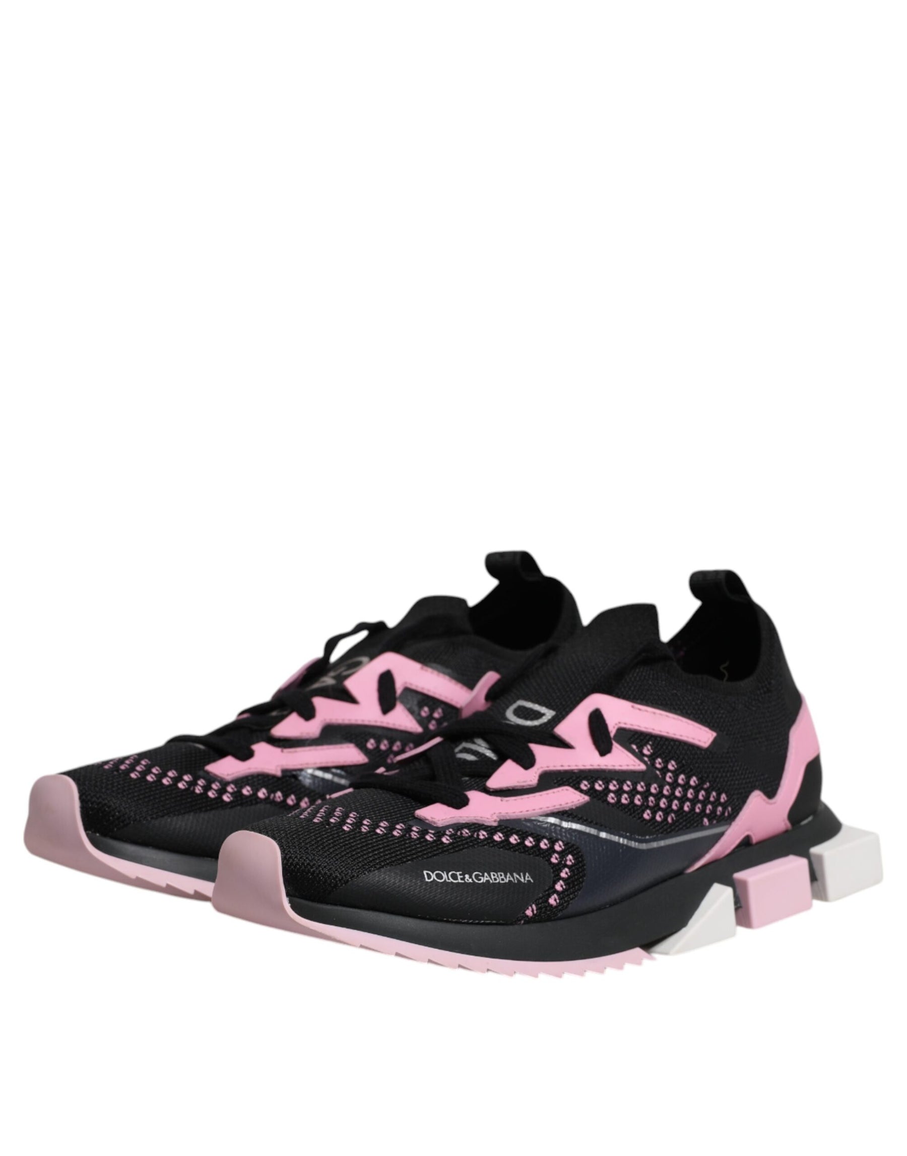 Dolce & Gabbana Black Pink SORRENTO Sport Stretch Sneakers Shoes | Regal Royce
