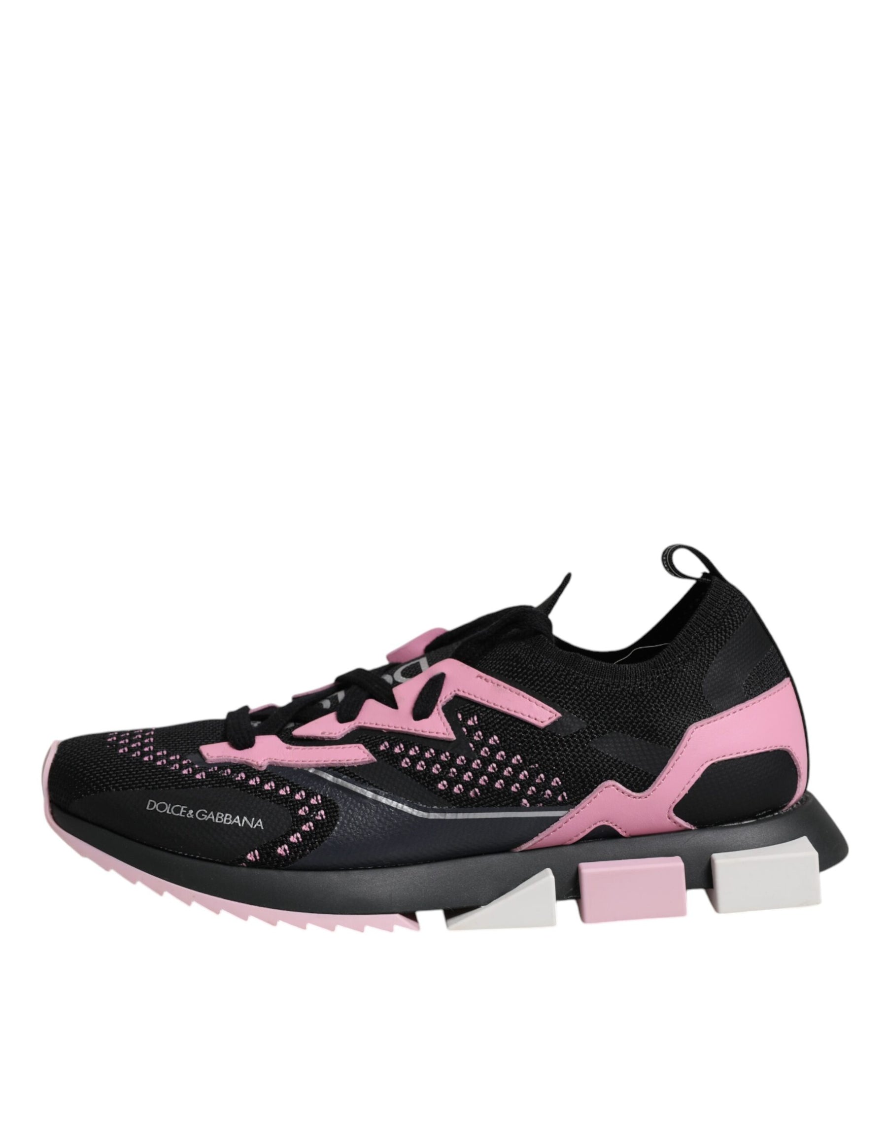 Dolce & Gabbana Black Pink SORRENTO Sport Stretch Sneakers Shoes | Regal Royce