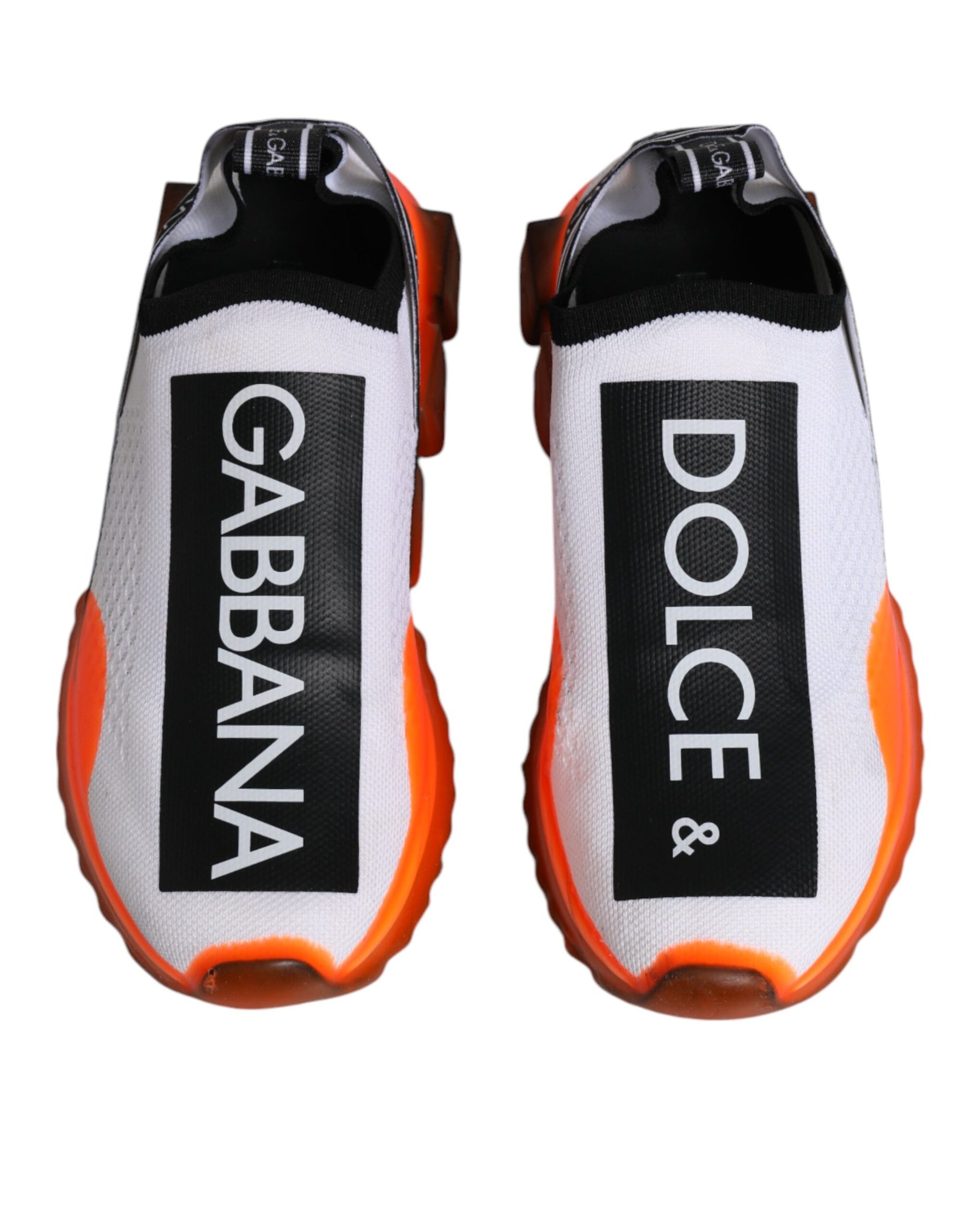Dolce & Gabbana White Orange Slip On Sorrento Sneakers Shoes | Regal Royce