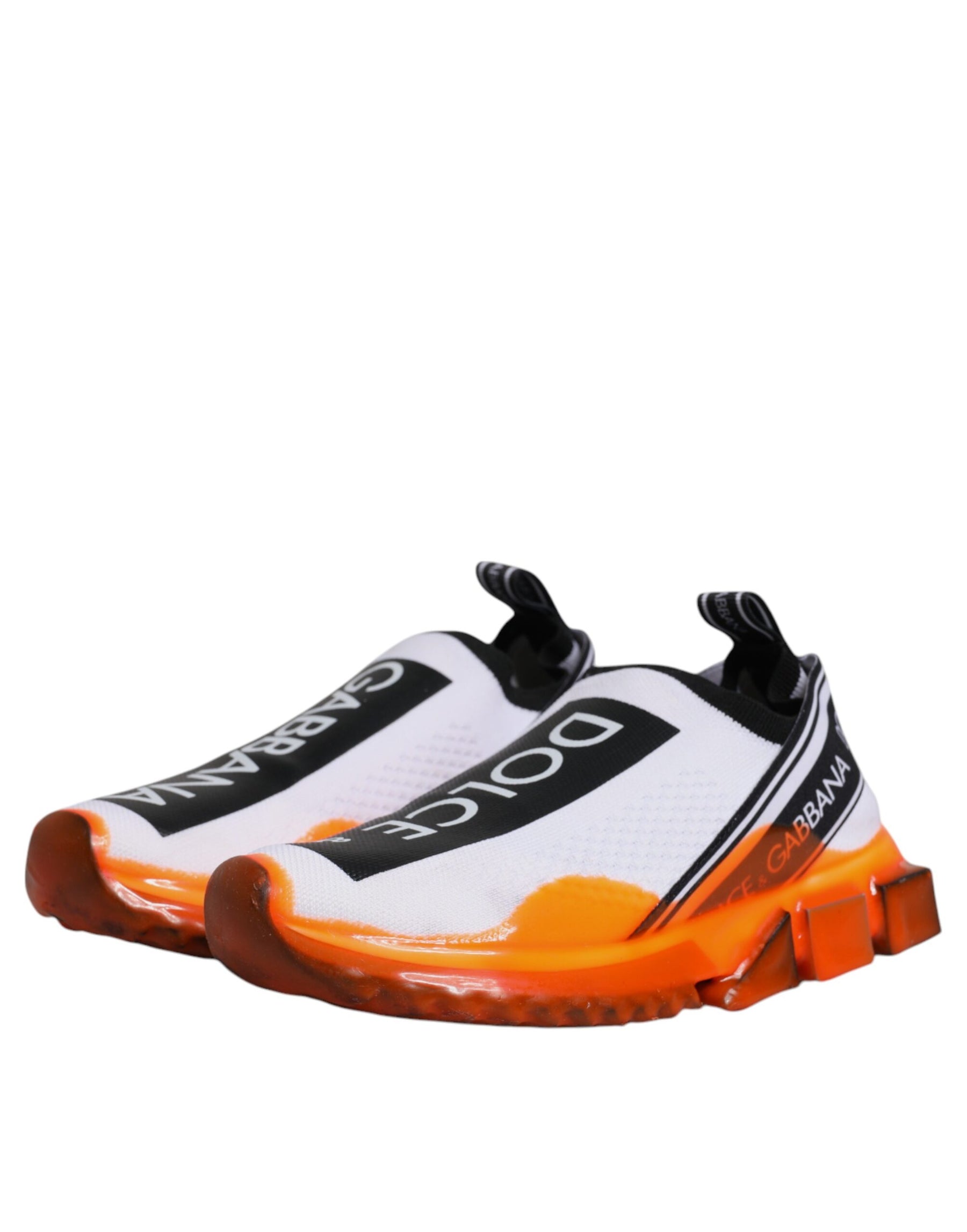 Dolce & Gabbana White Orange Slip On Sorrento Sneakers Shoes | Regal Royce