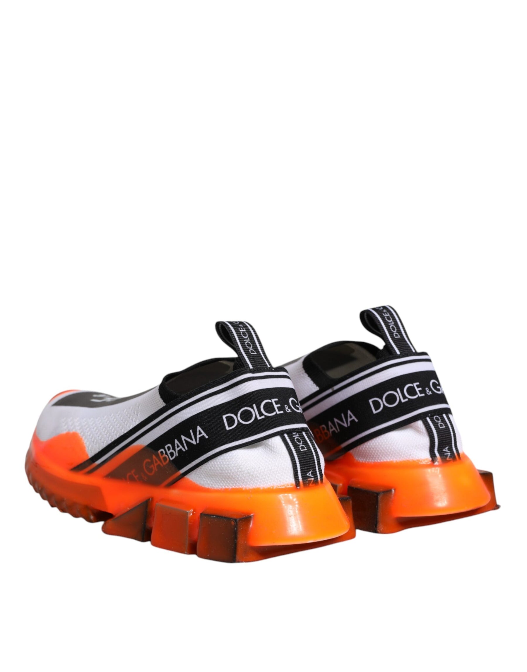 Dolce & Gabbana White Orange Slip On Sorrento Sneakers Shoes | Regal Royce