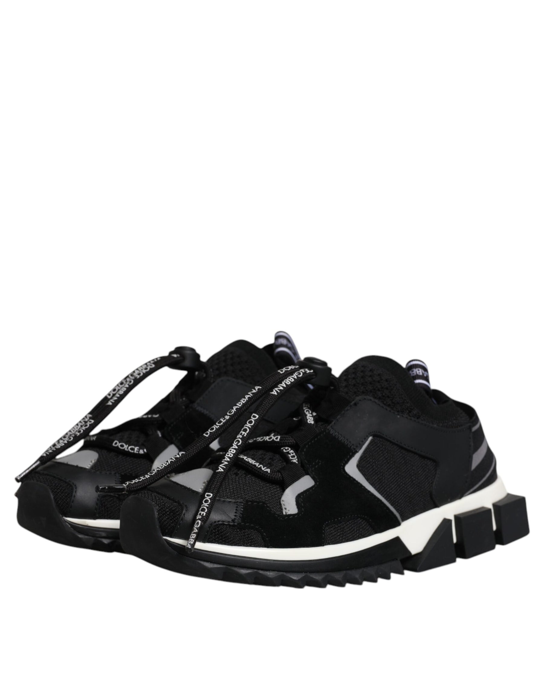 Dolce & Gabbana Black White Logo Sorrento Sneakers Shoes | Regal Royce