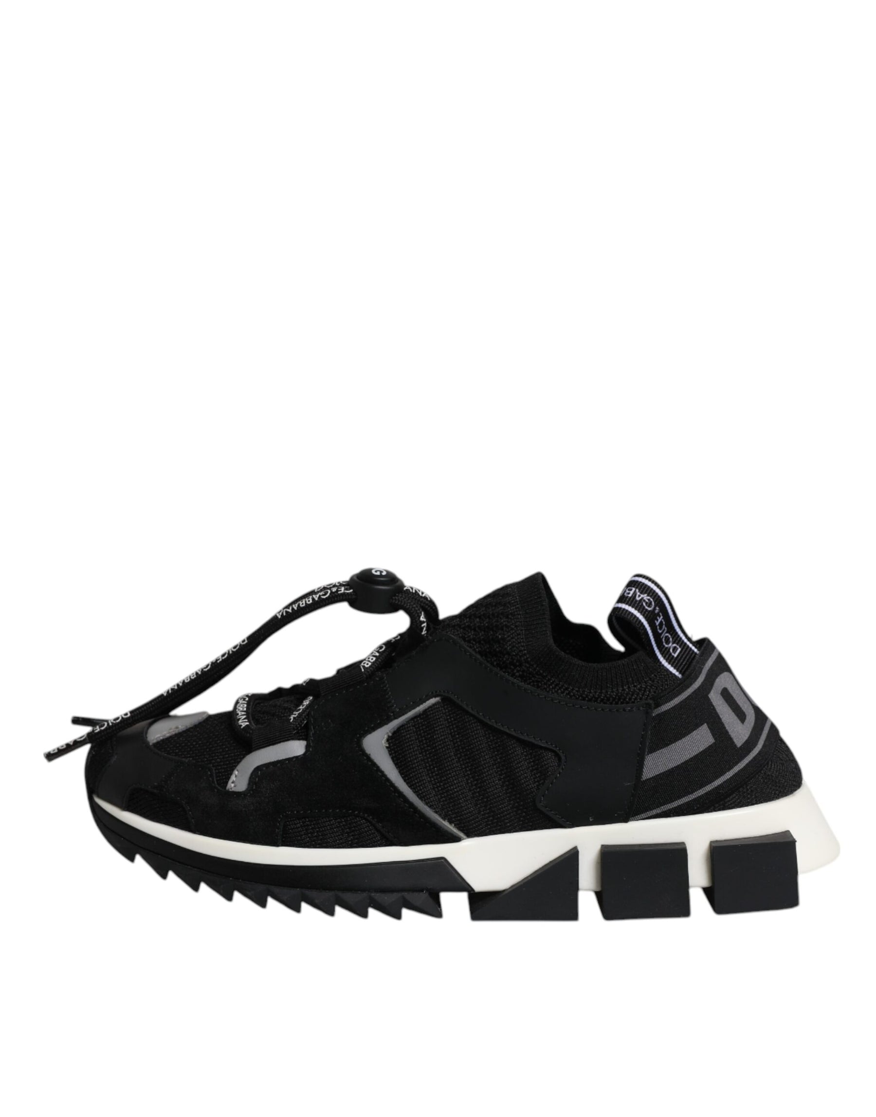 Dolce & Gabbana Black White Logo Sorrento Sneakers Shoes | Regal Royce