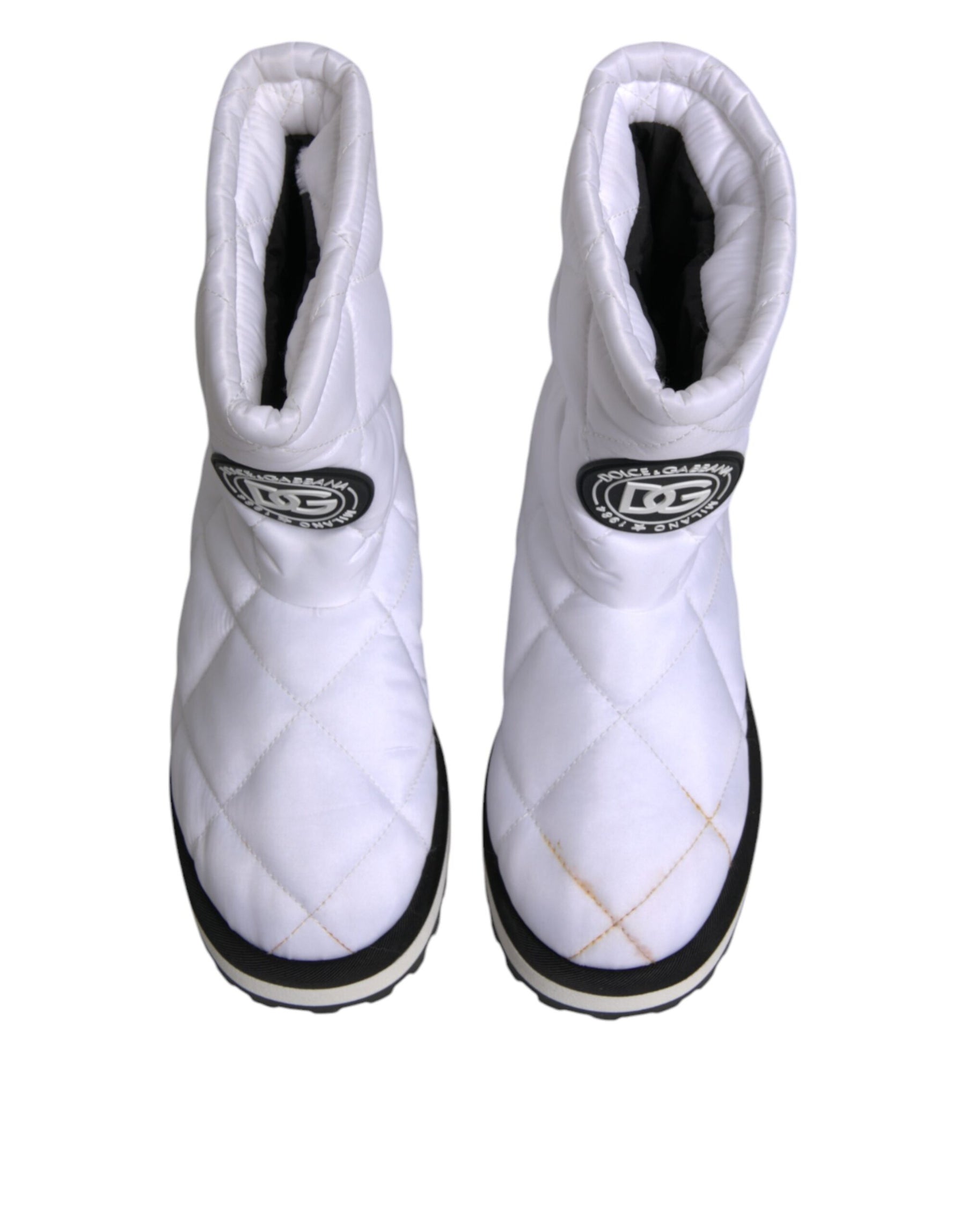 Dolce & Gabbana White Viscose Padded Mid Calf Boots Shoes | Regal Royce