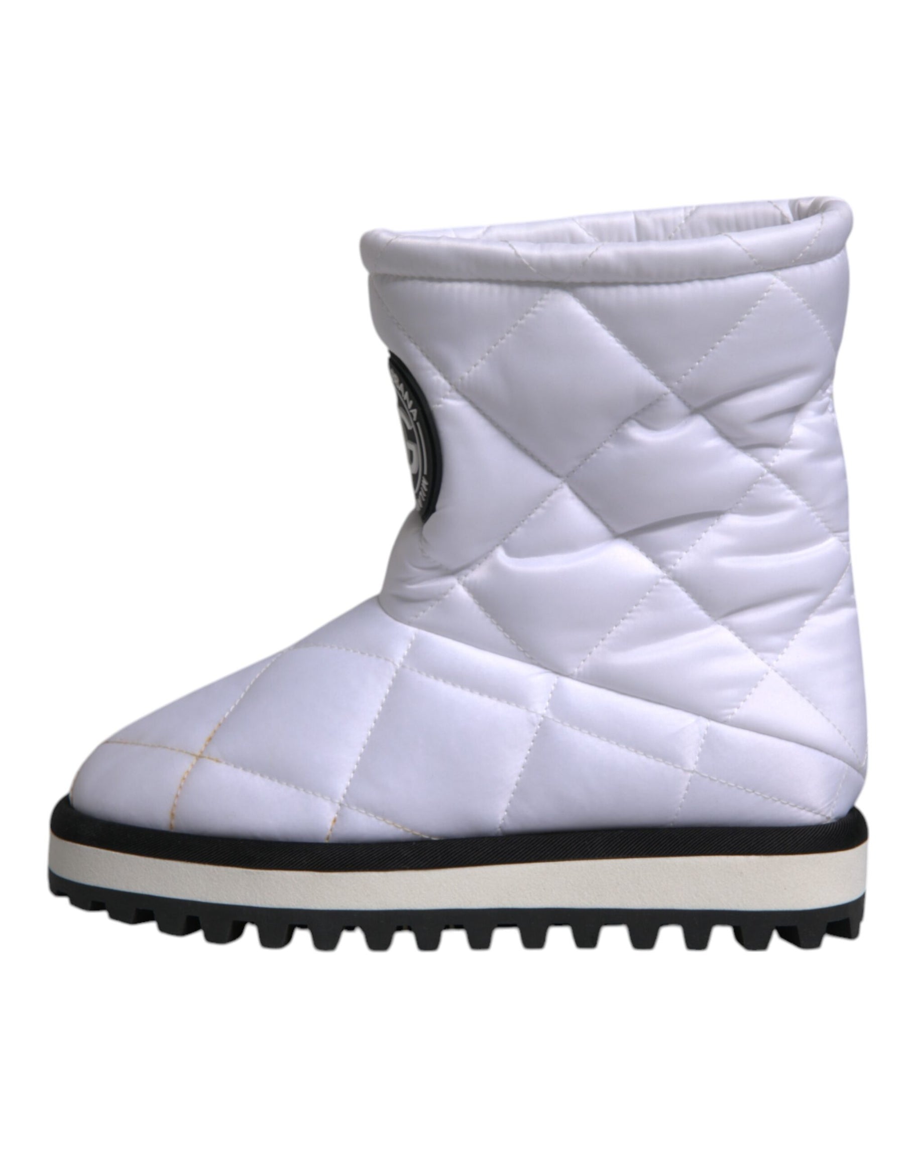 Dolce & Gabbana White Viscose Padded Mid Calf Boots Shoes | Regal Royce