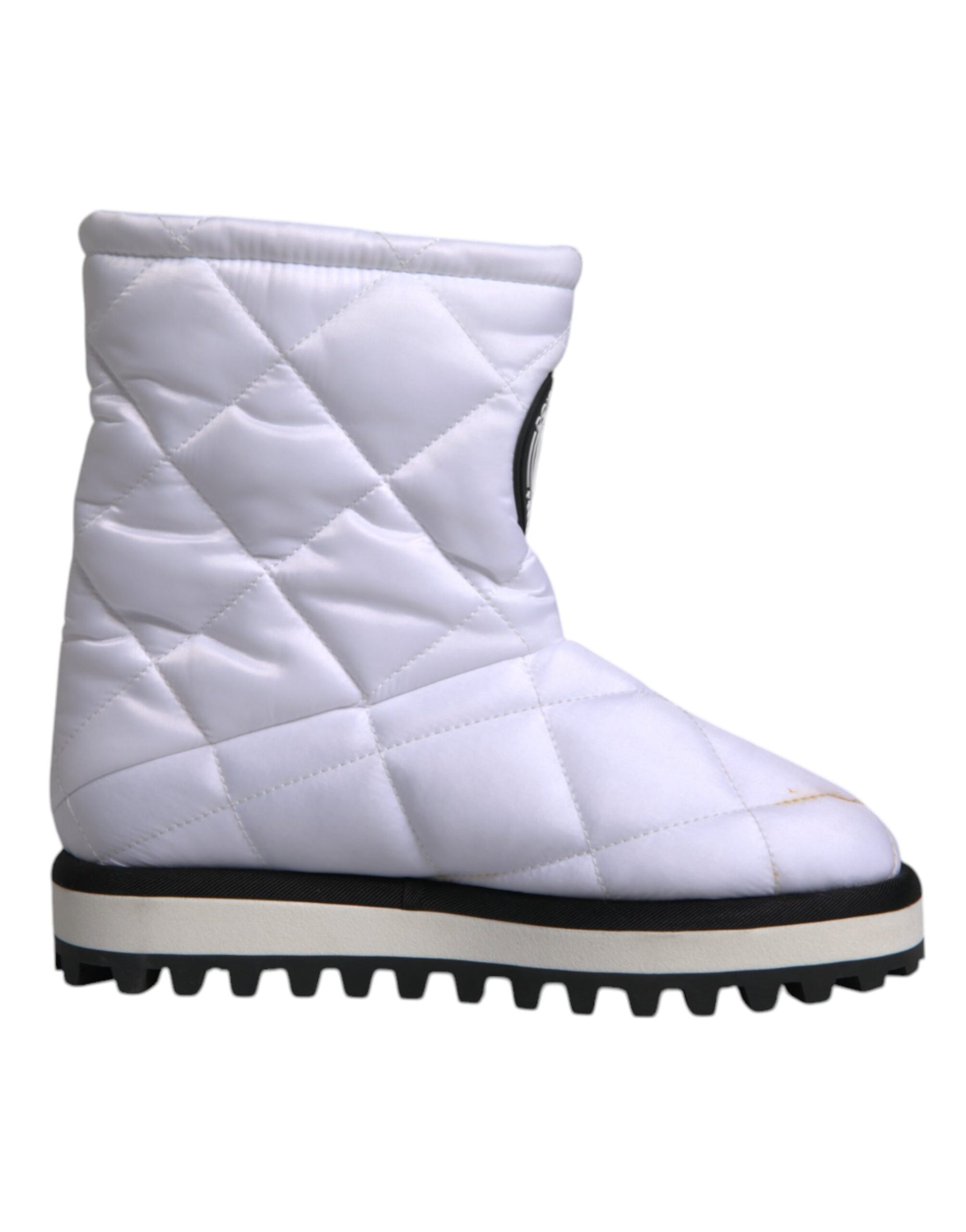 Dolce & Gabbana White Viscose Padded Mid Calf Boots Shoes | Regal Royce