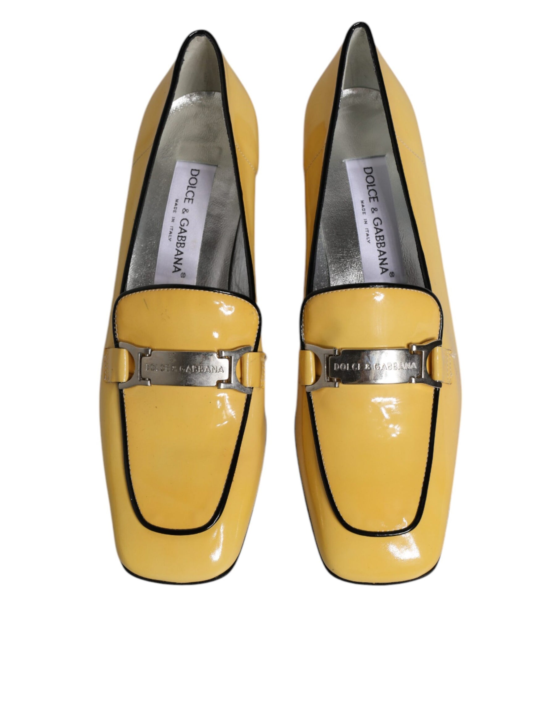 Dolce & Gabbana Yellow Leather Logo Plaque Slip On Mocassin Shoes | Regal Royce