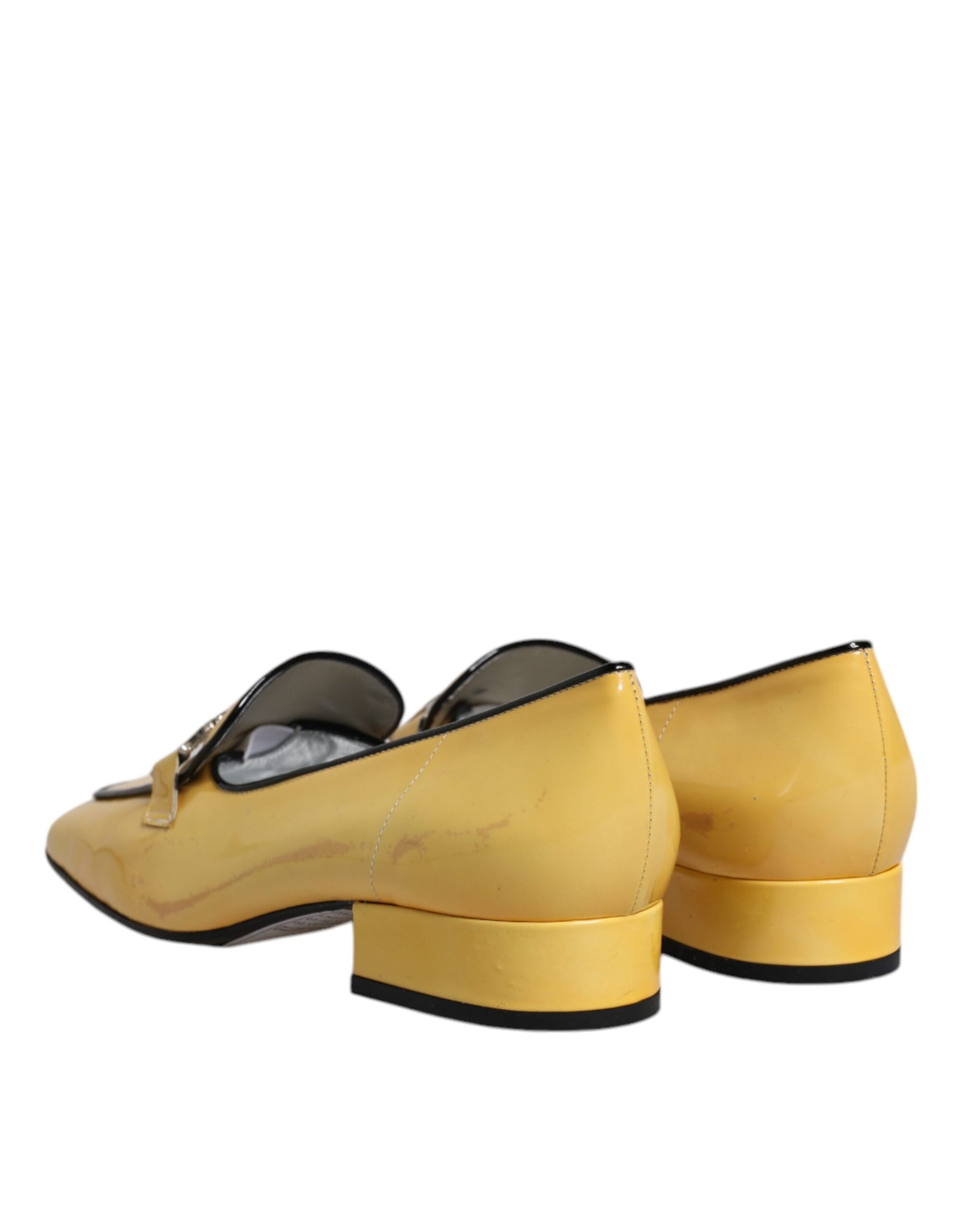 Dolce & Gabbana Yellow Leather Logo Plaque Slip On Mocassin Shoes | Regal Royce
