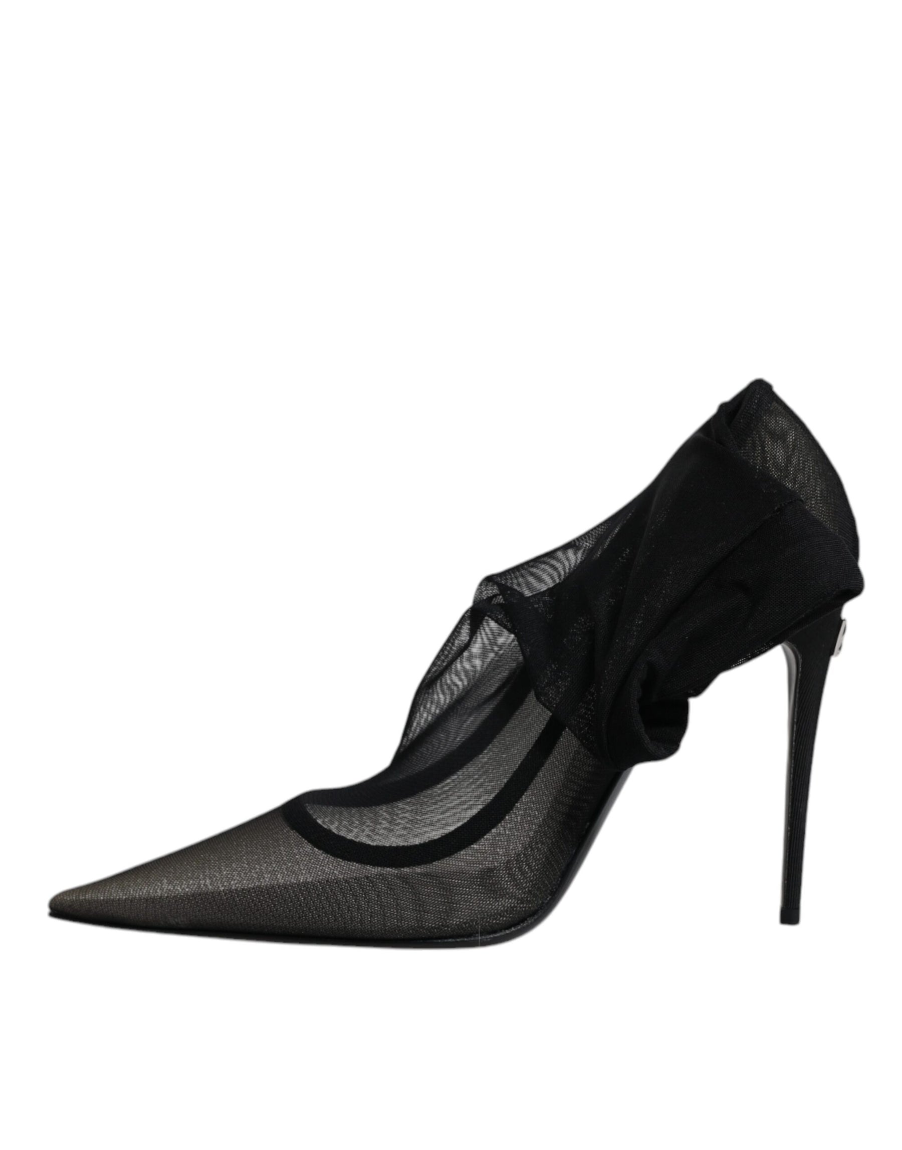 Dolce & Gabbana Black Viscose Mesh Sock Style Boots Shoes | Regal Royce