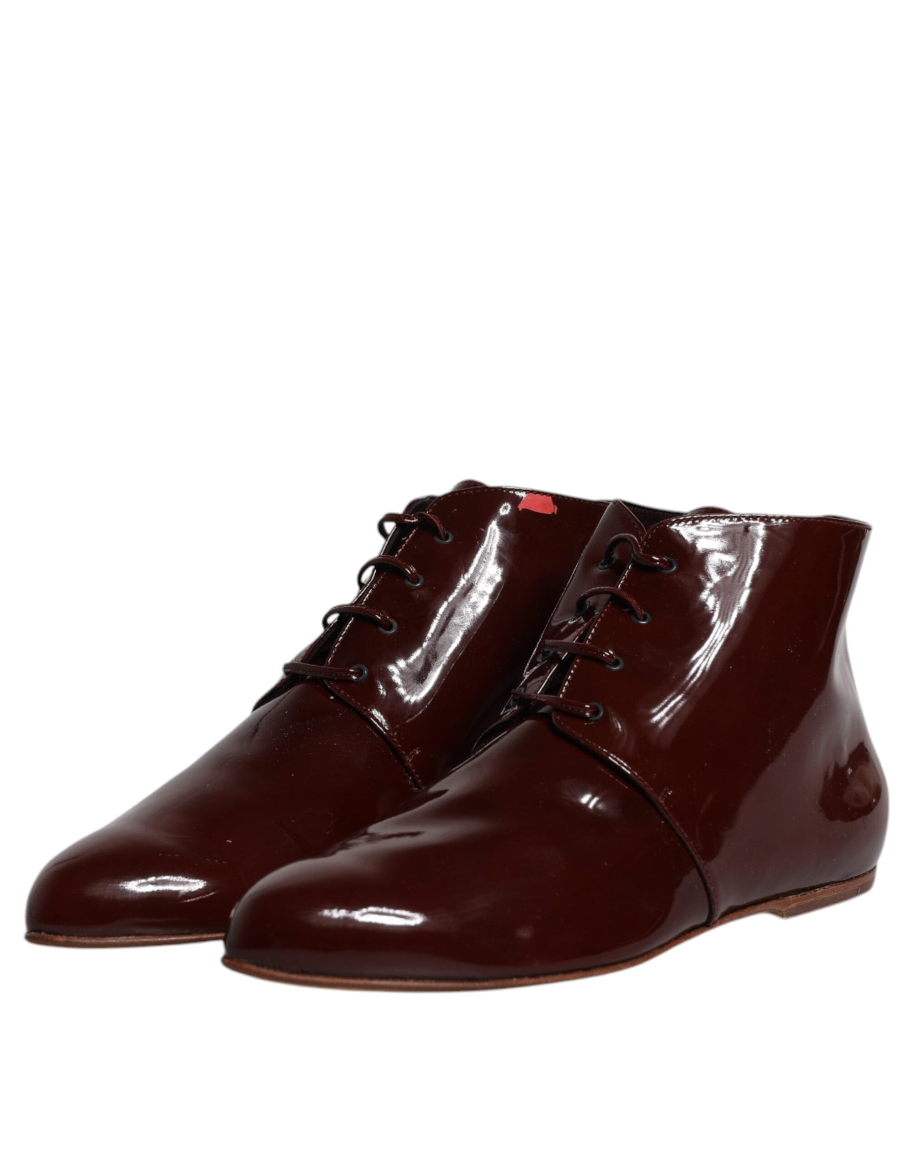 Dolce & Gabbana Maroon Leather Lace Up Ankle Boots Shoes | Regal Royce