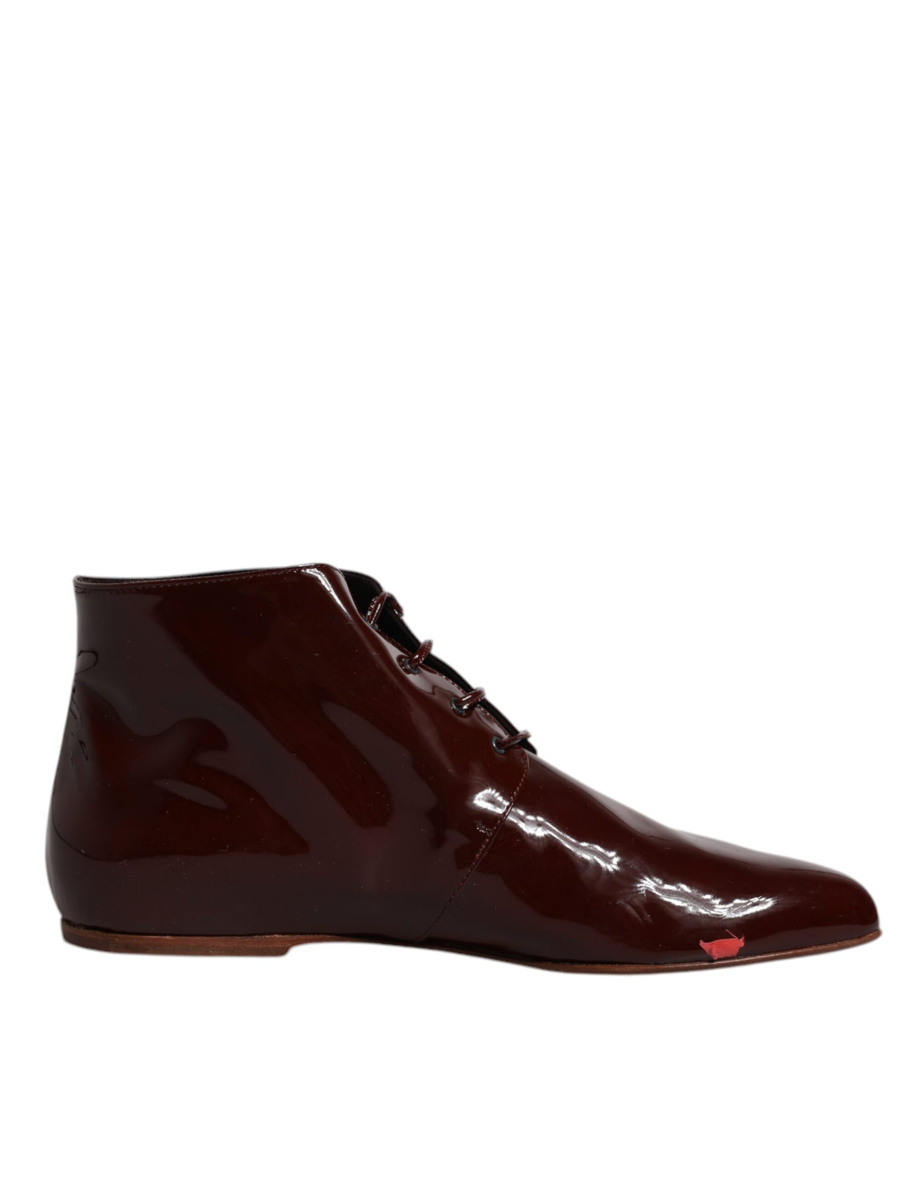 Dolce & Gabbana Maroon Leather Lace Up Ankle Boots Shoes | Regal Royce