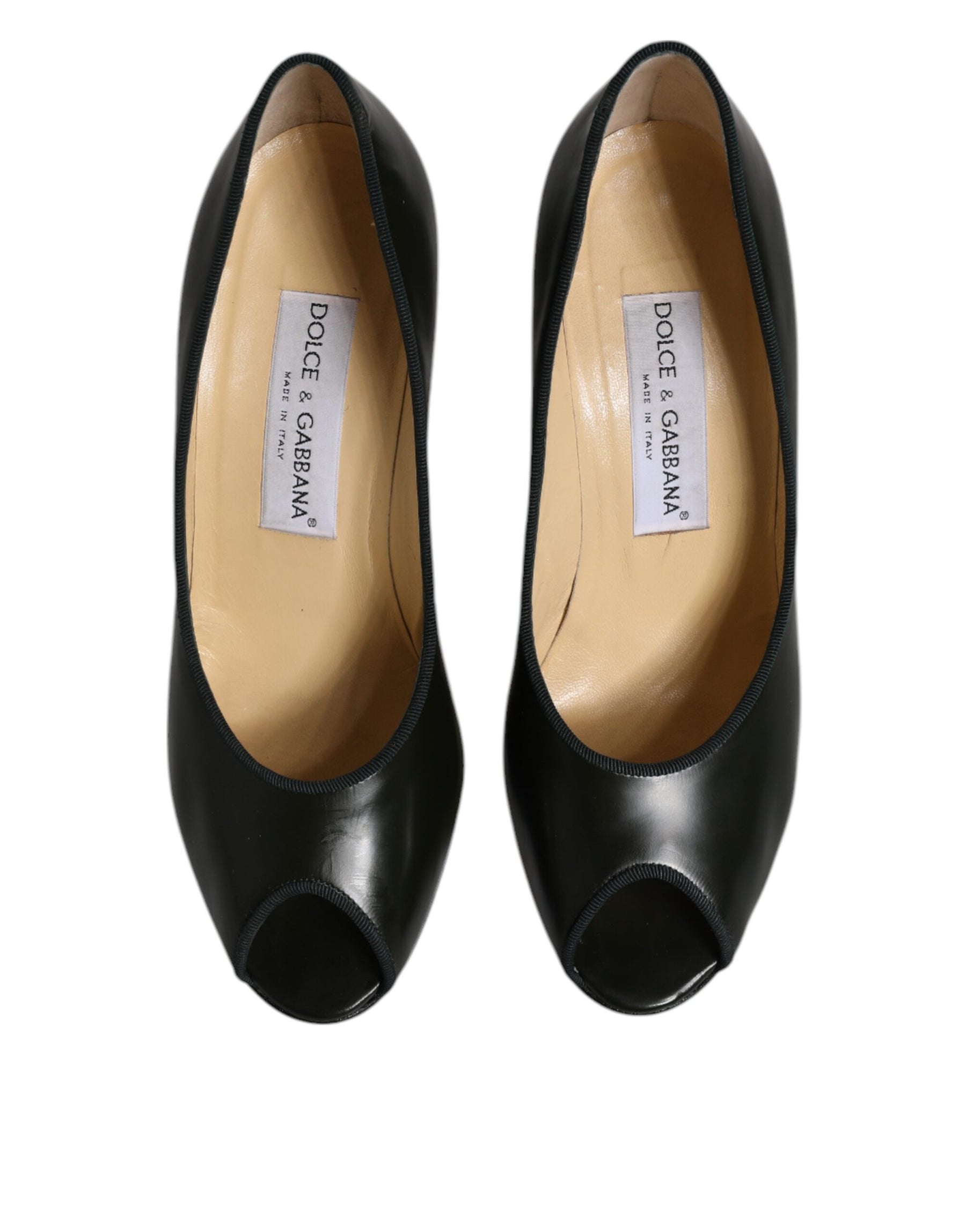 Dolce & Gabbana Green Leather Peep Toe Heels Pumps Shoes | Regal Royce