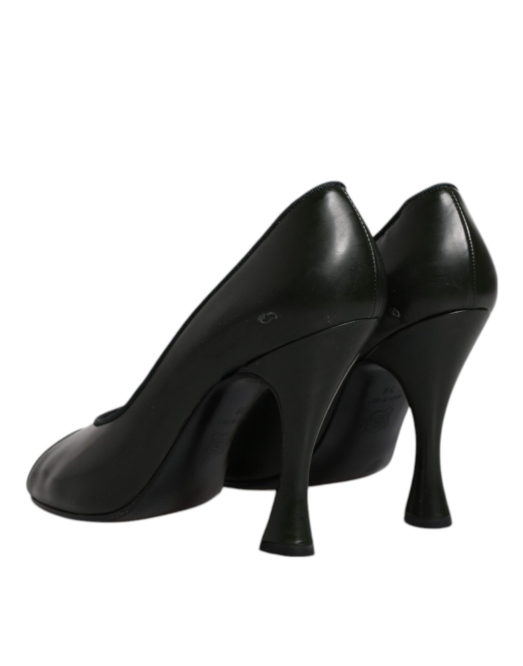 Dolce & Gabbana Green Leather Peep Toe Heels Pumps Shoes | Regal Royce