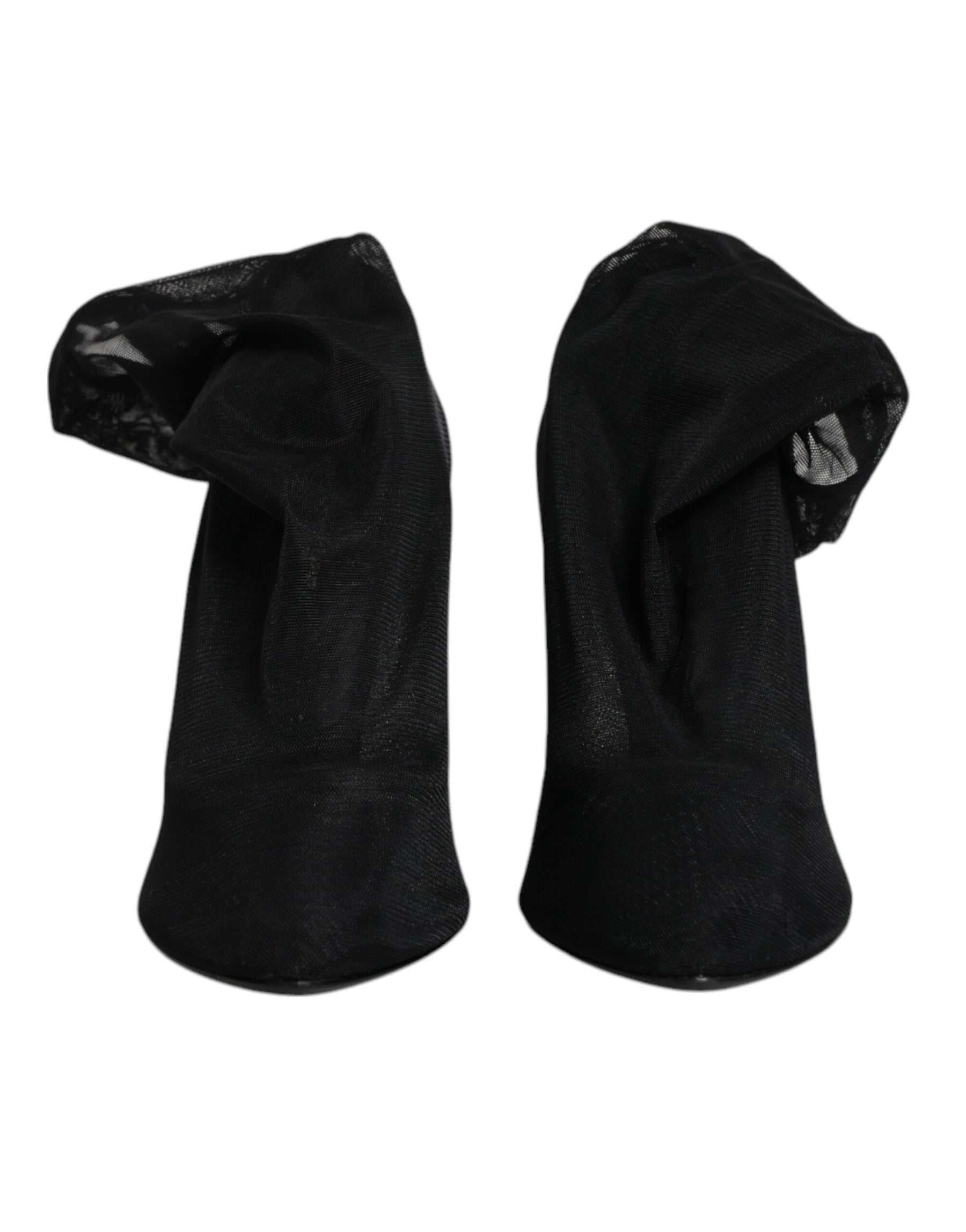 Dolce & Gabbana Black Silk Mesh Sock Style Boots Shoes | Regal Royce