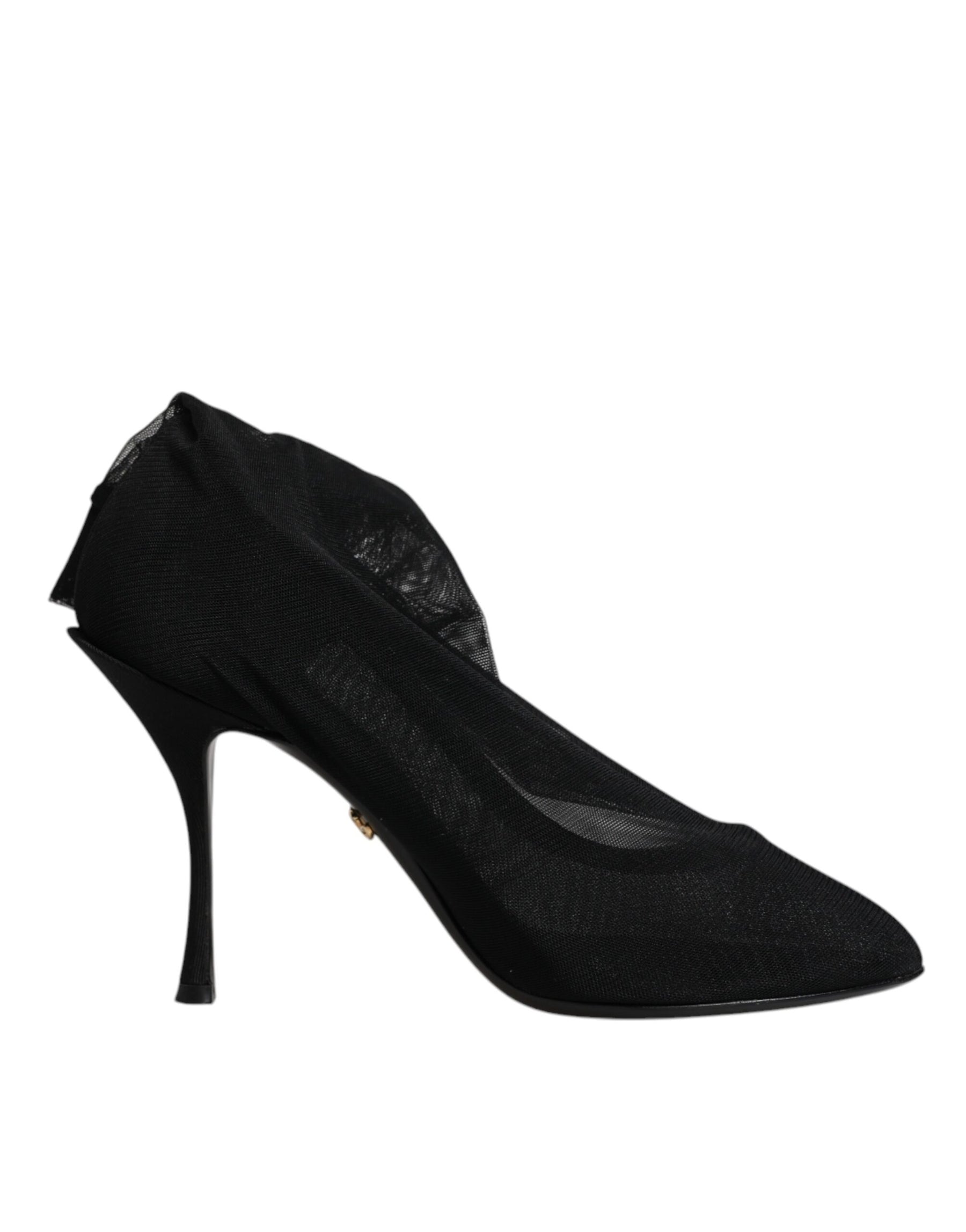 Dolce & Gabbana Black Silk Mesh Sock Style Boots Shoes | Regal Royce