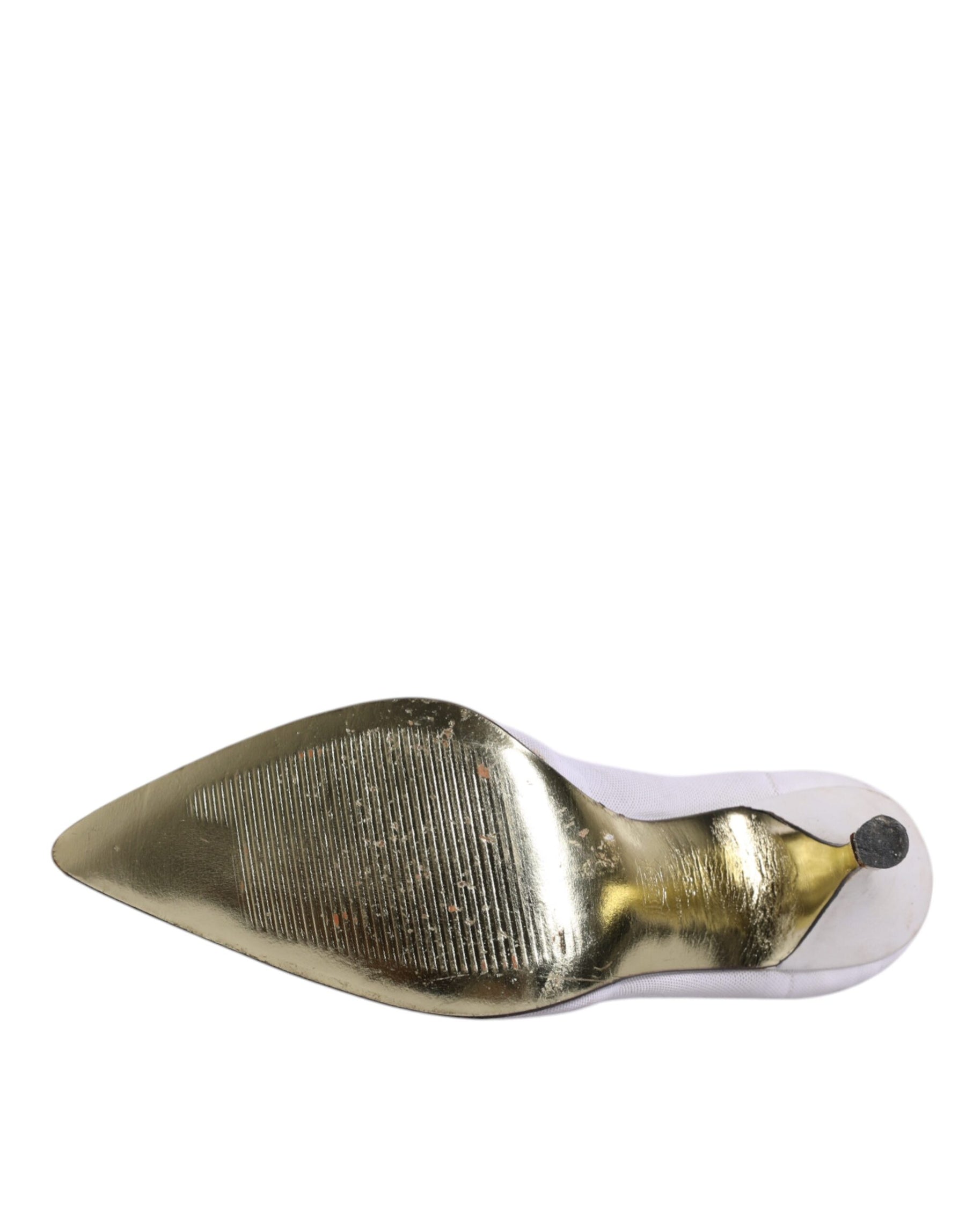 Dolce & Gabbana White Beige Leather High Heels Pumps Shoes | Regal Royce