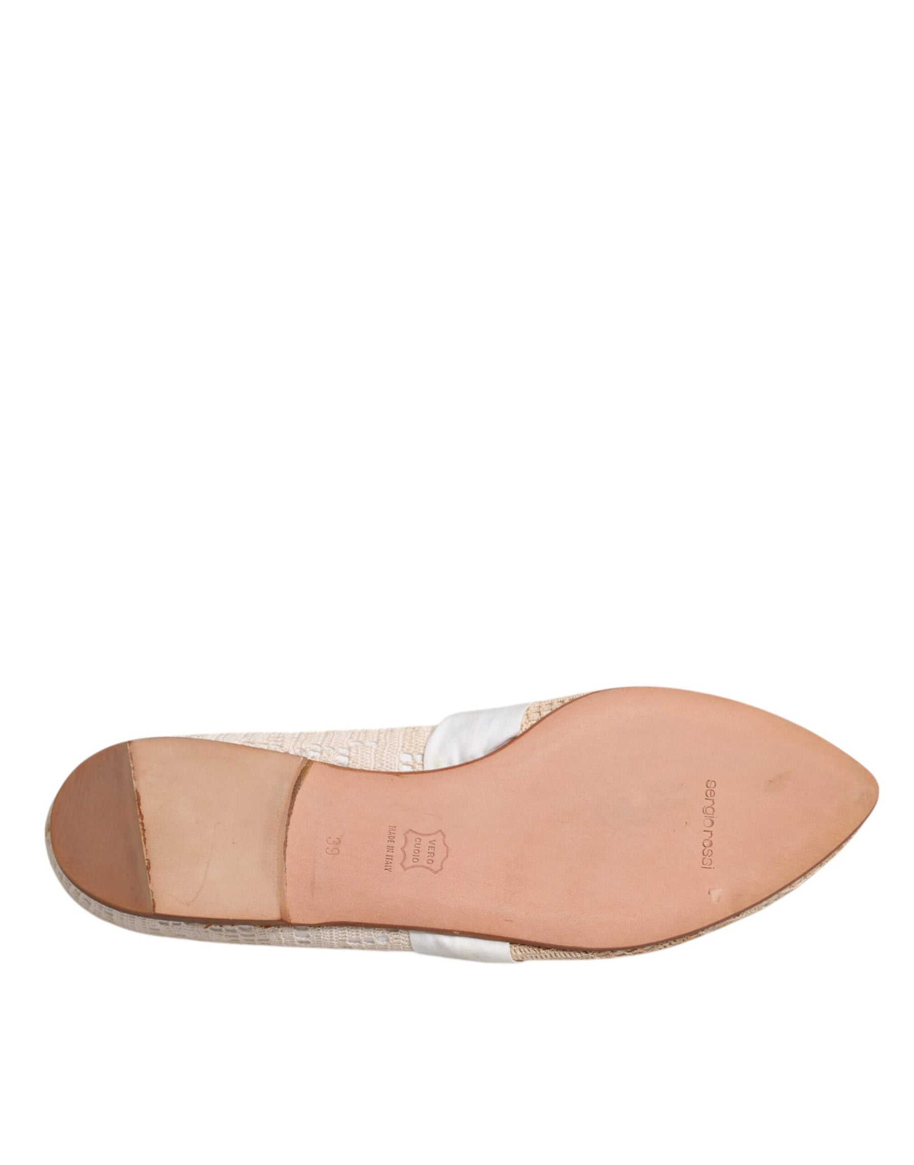 Dolce & Gabbana Beige Ribbon Fabric Ballerina Flats Shoes | Regal Royce