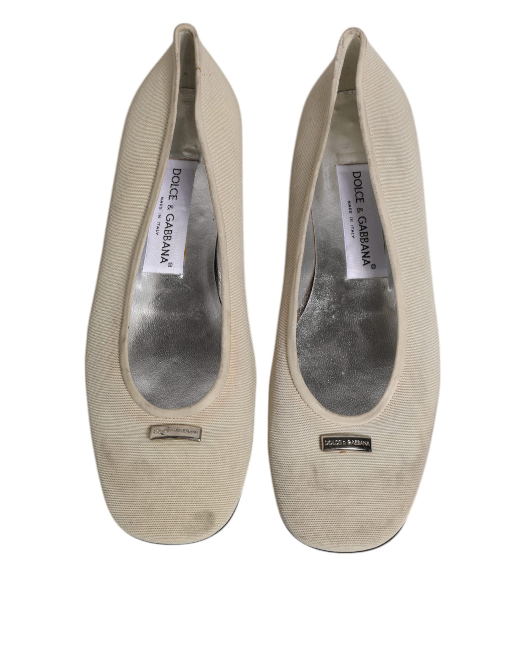 Dolce & Gabbana Beige Fabric Slip On Ballerina Flats Shoes | Regal Royce