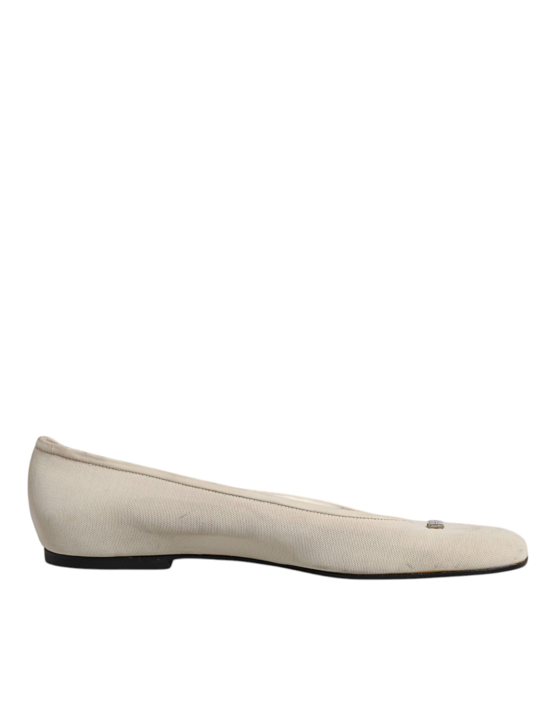Dolce & Gabbana Beige Fabric Slip On Ballerina Flats Shoes | Regal Royce
