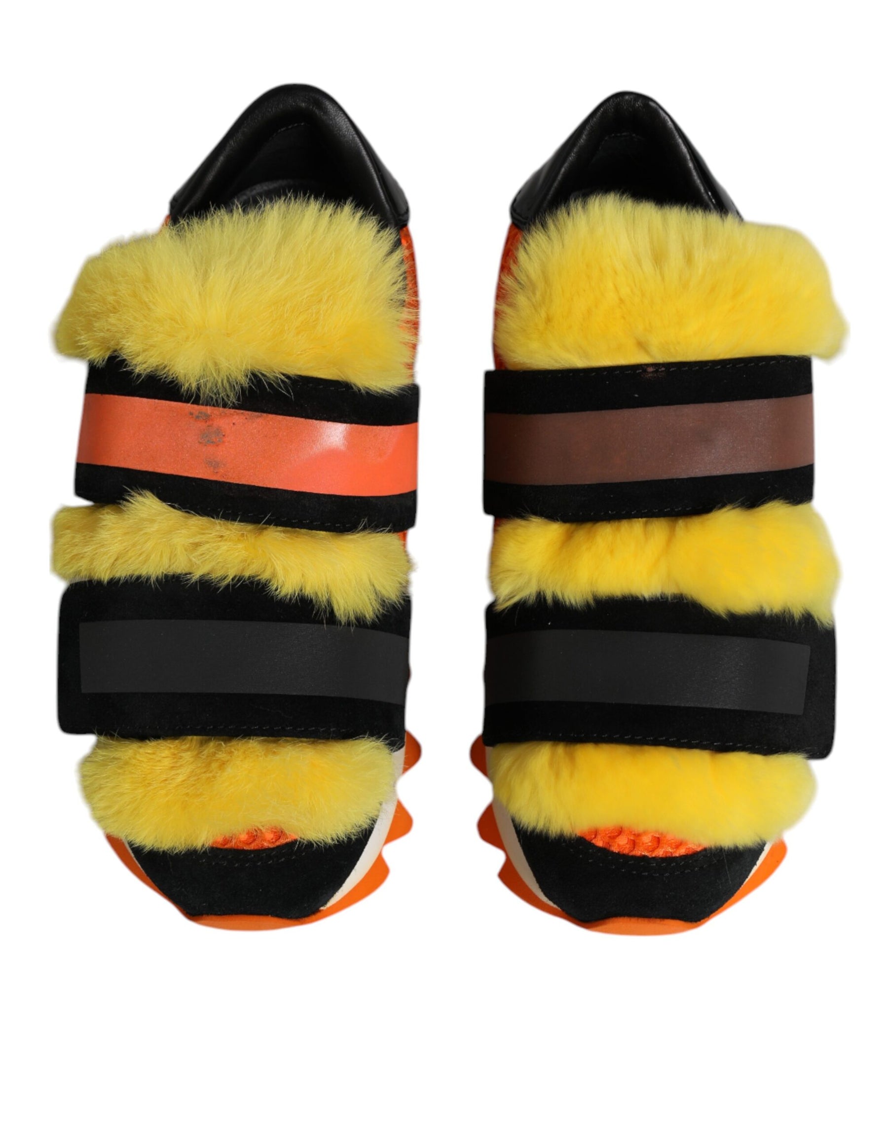 Dolce & Gabbana Multicolor Fur Embellished Sneakers Shoes | Regal Royce