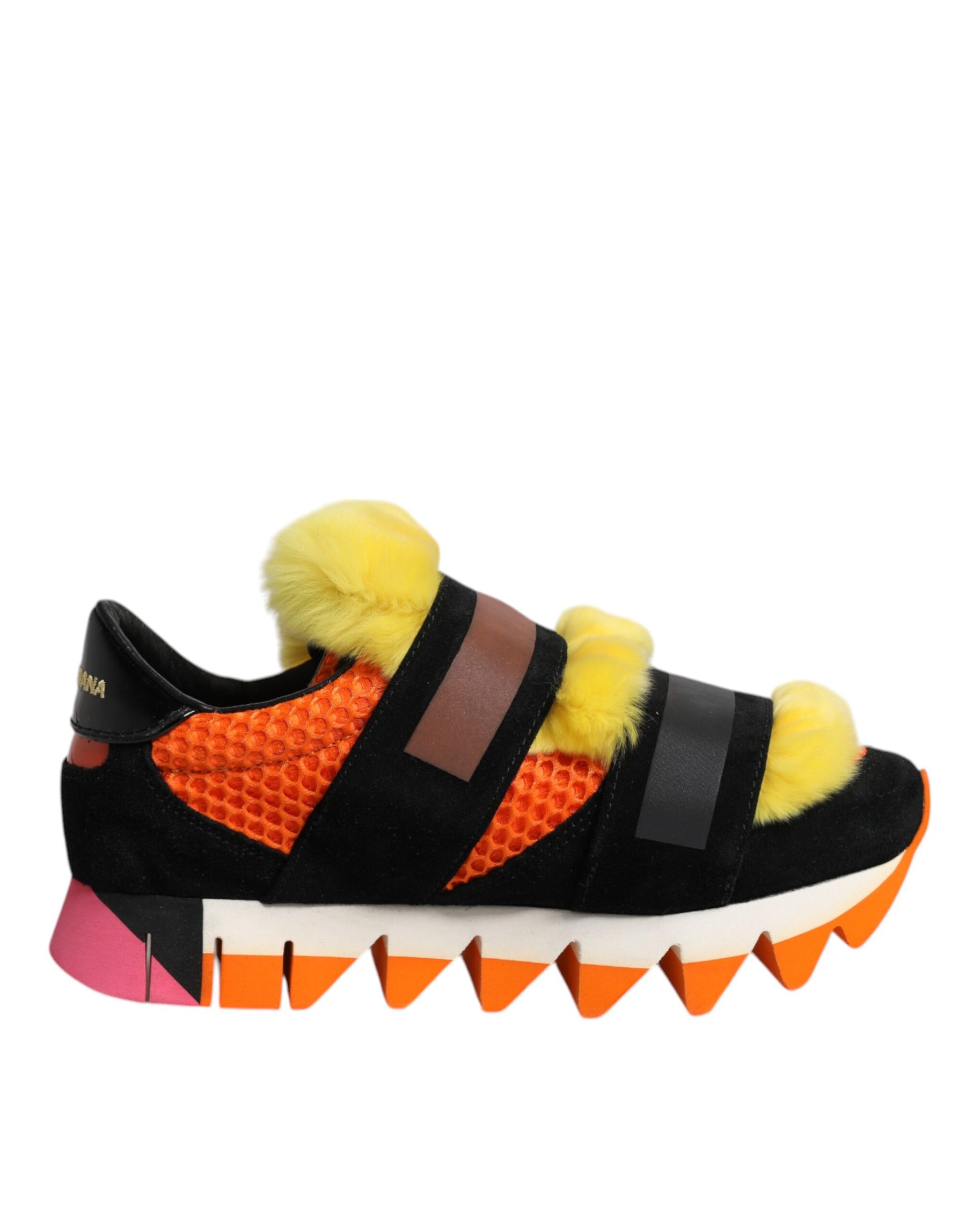 Dolce & Gabbana Multicolor Fur Embellished Sneakers Shoes | Regal Royce