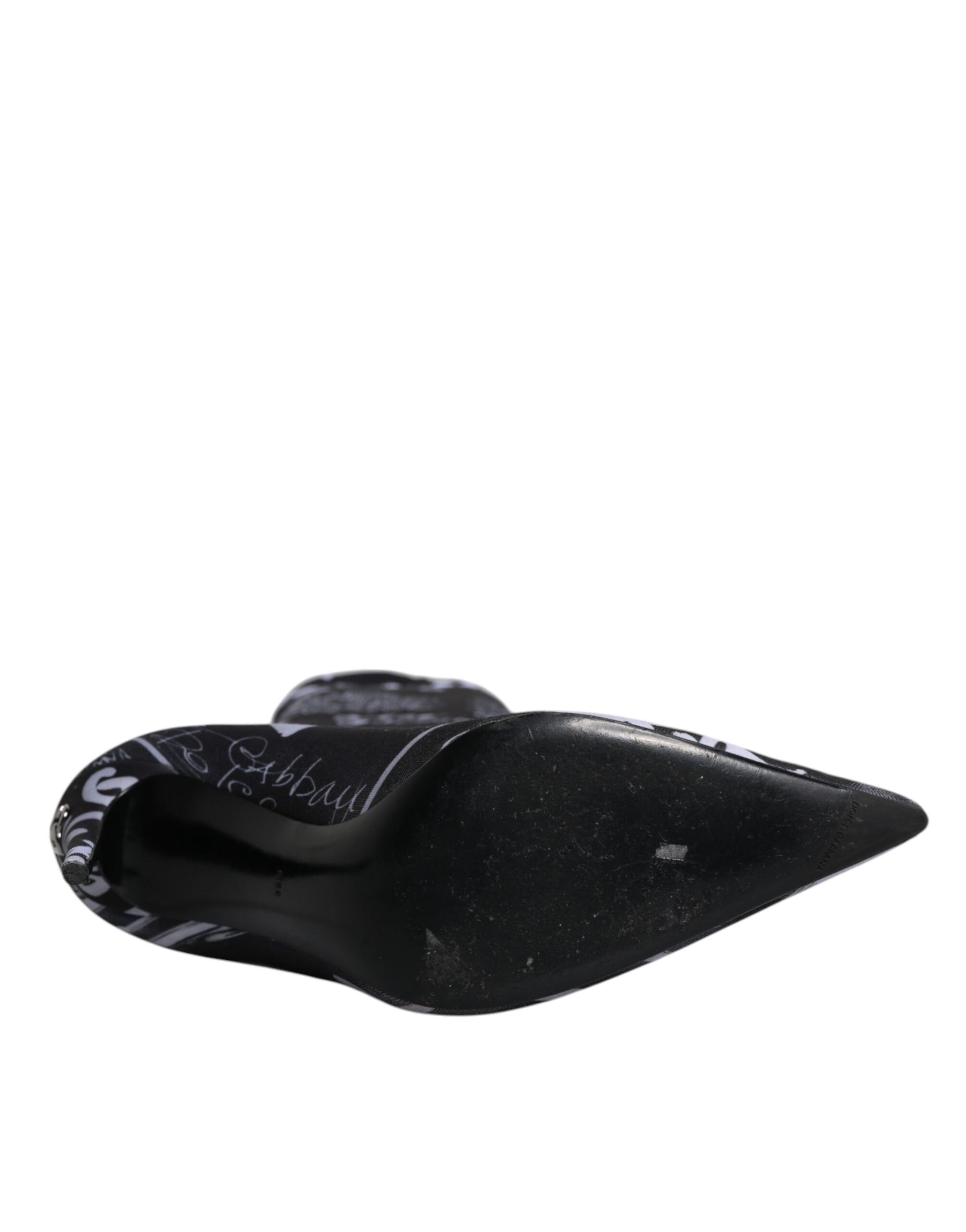 Dolce & Gabbana Black Logo Stretch Heels High Boots Shoes | Regal Royce