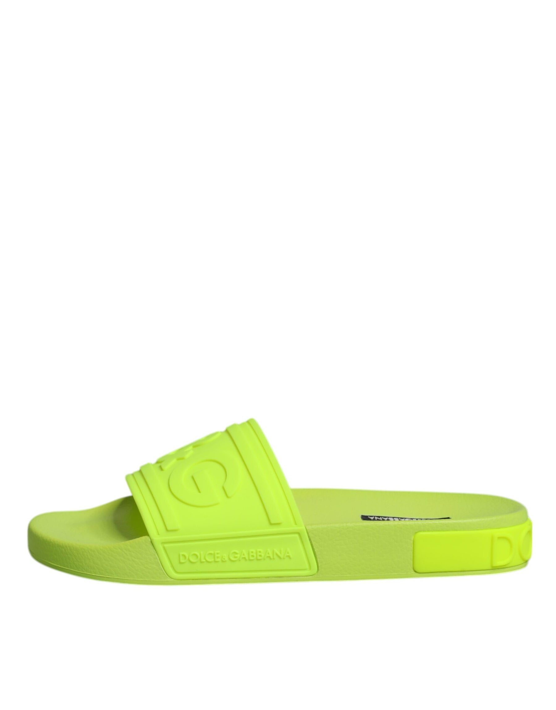 Dolce & Gabbana Green Rubber Slides Sandals Beachwear Shoes | Regal Royce