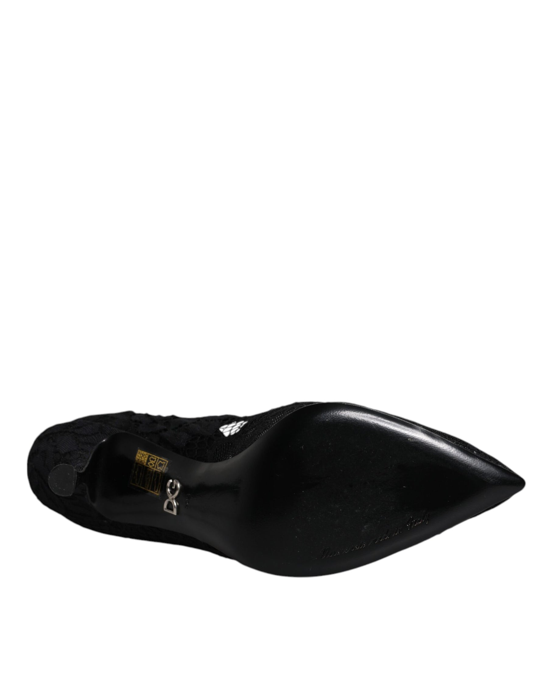 Dolce & Gabbana Black Lace Crystals Mary Jane Pumps Shoes | Regal Royce