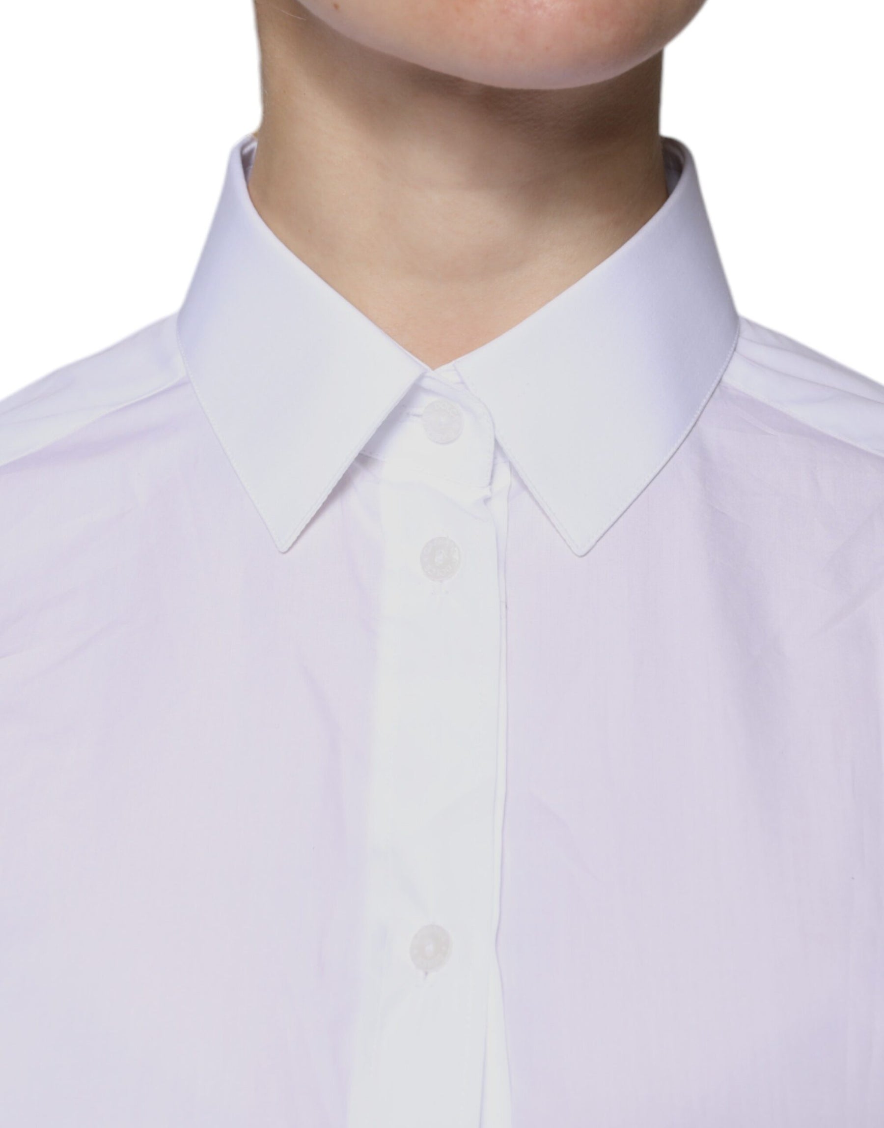 Dolce & Gabbana White Cotton Collared Long Sleeves Shirt Top | Regal Royce