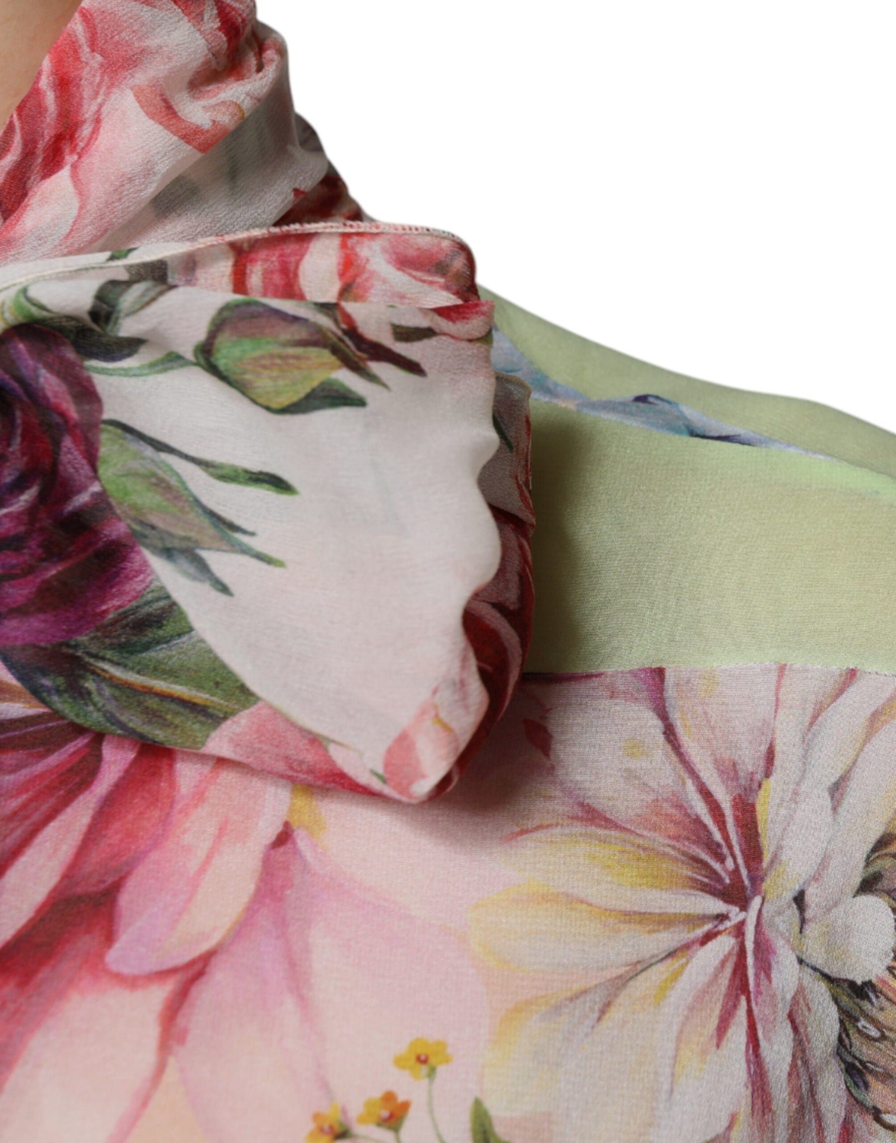 Dolce & Gabbana Multicolor Floral Patchwork Ascot Collar Top | Regal Royce