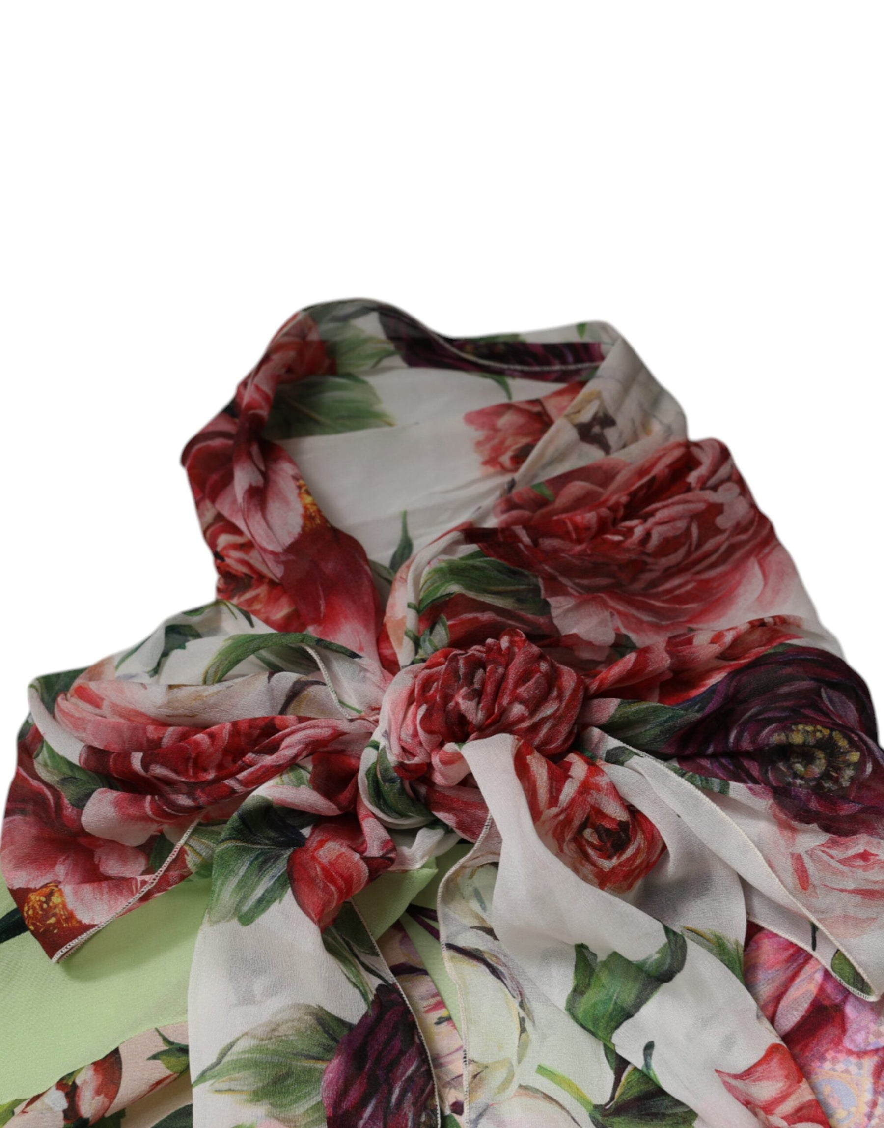 Dolce & Gabbana Multicolor Floral Patchwork Ascot Collar Top | Regal Royce