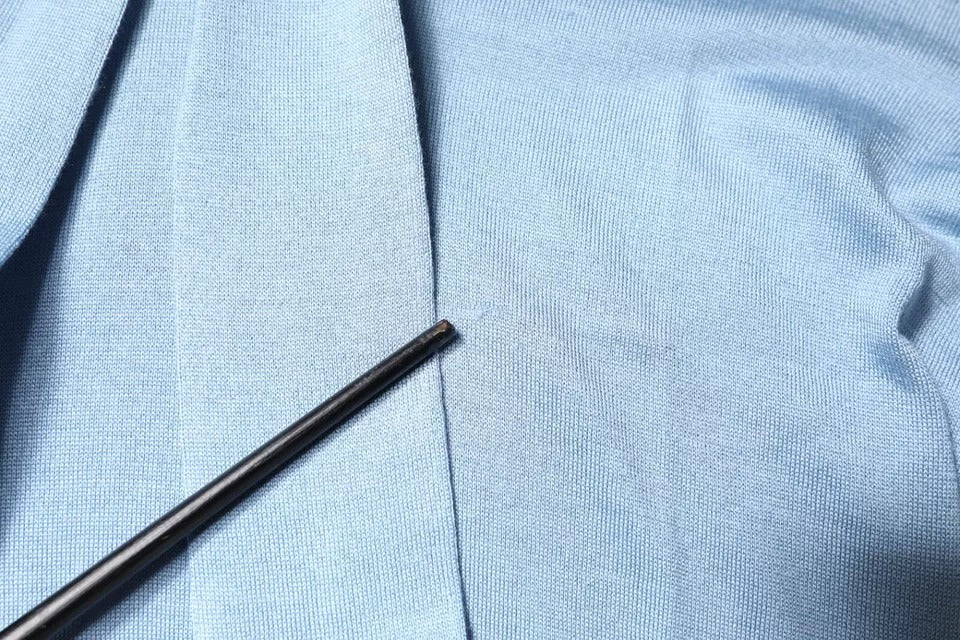 Dolce & Gabbana Blue Silk Knit Pullover Ascot Collar Top | Regal Royce