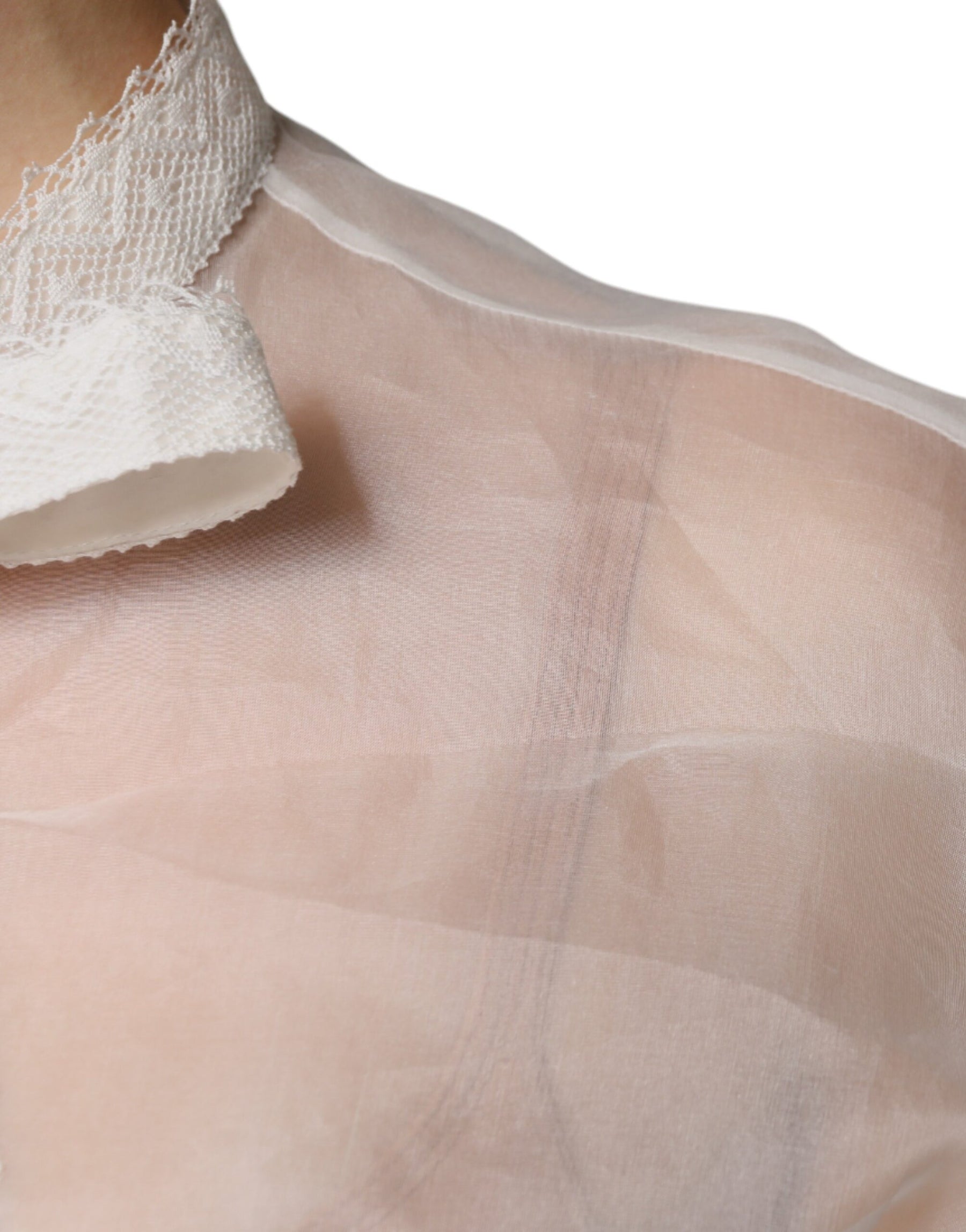 Dolce & Gabbana White Ascot Collar Long Sleeves Blouse Top | Regal Royce