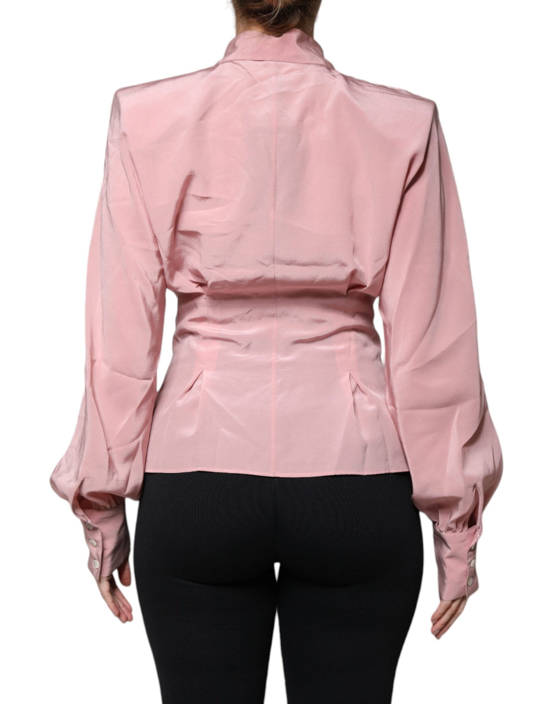 Dolce & Gabbana Pink Cotton Long Sleeves Collared Blouse Top | Regal Royce